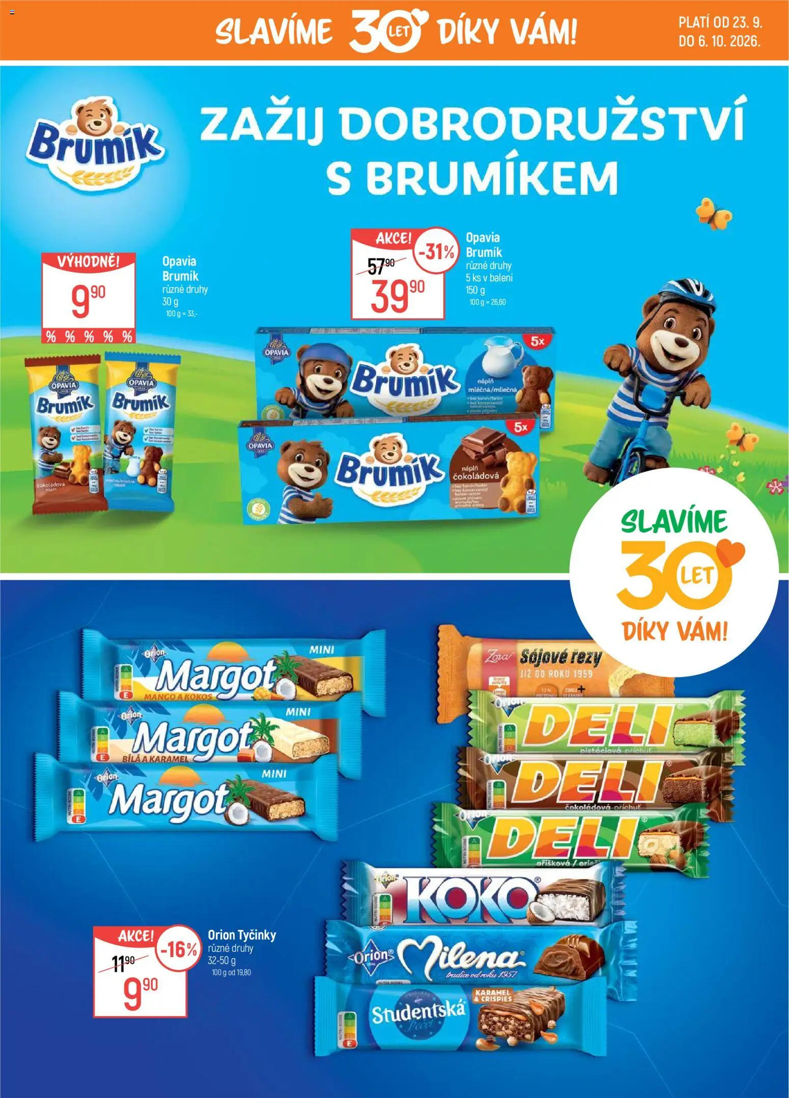 Globus leták - slavíme 30 let od 23.09.2026 | Strana: 2 | Produkty: Mango, Tyčinky, Brumik