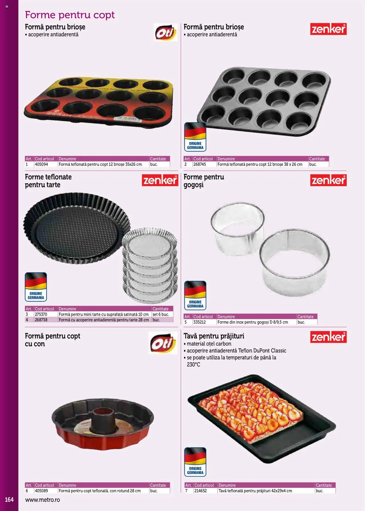 Noul catalog Metro – valabil de la 17.09.2025 | Pagină: 164 | Produse: Briose, Tava, Gogoși