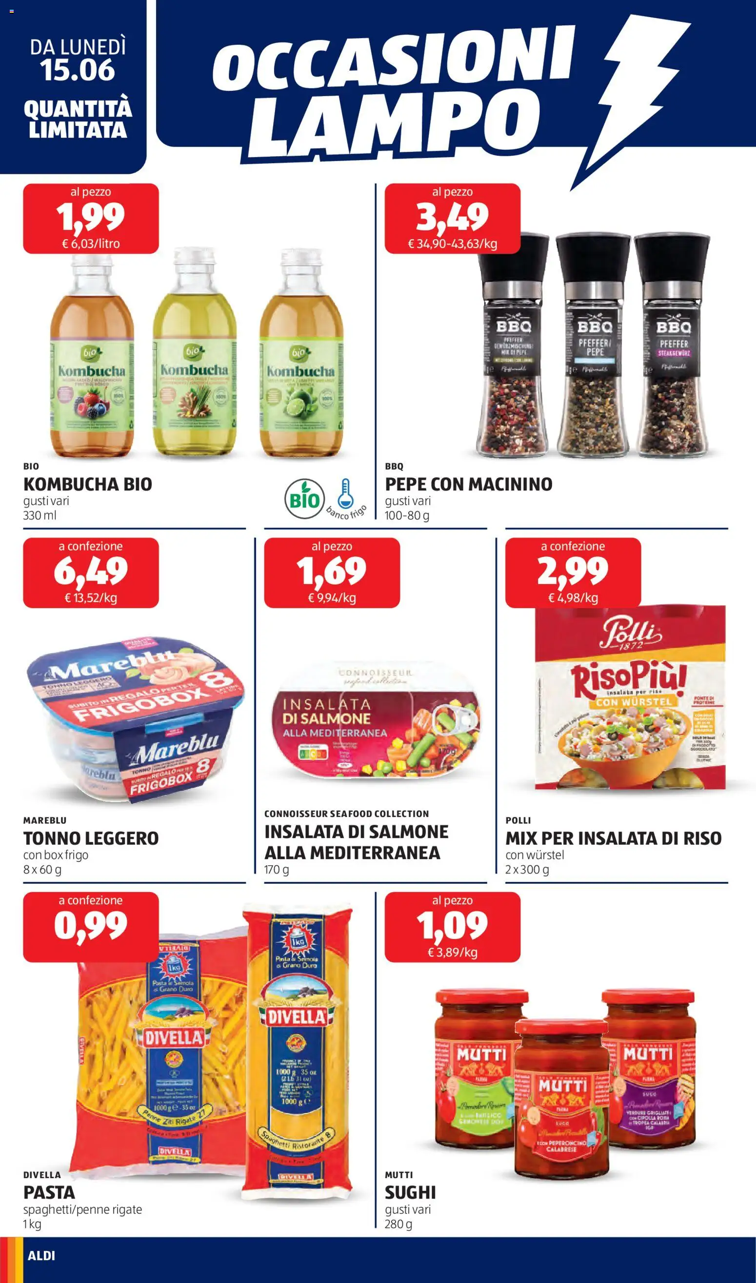 Volantino Aldi del 15.06.2026 | Pagina: 14 | Prodotti: Salmone, Insalata, Pepe, Wurstel