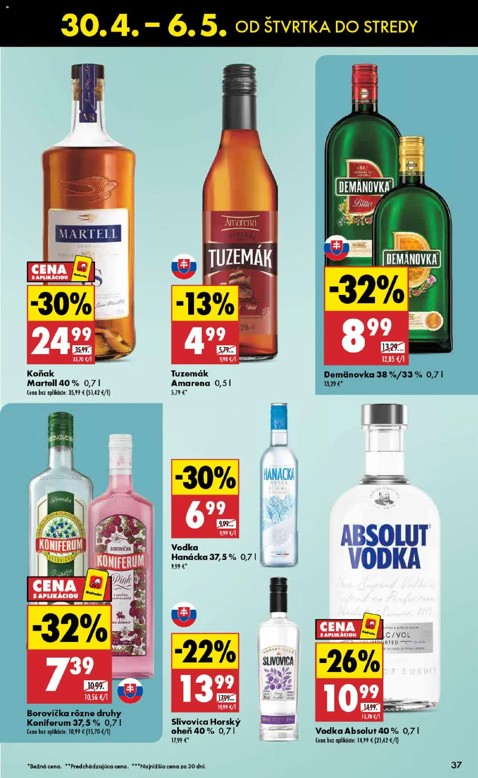 Nové Biedronka akcie – leták je platný od 30.04.2026 | Strana: 37 | Produkty: Borovička, Koniferum, Slivovica, Vodka
