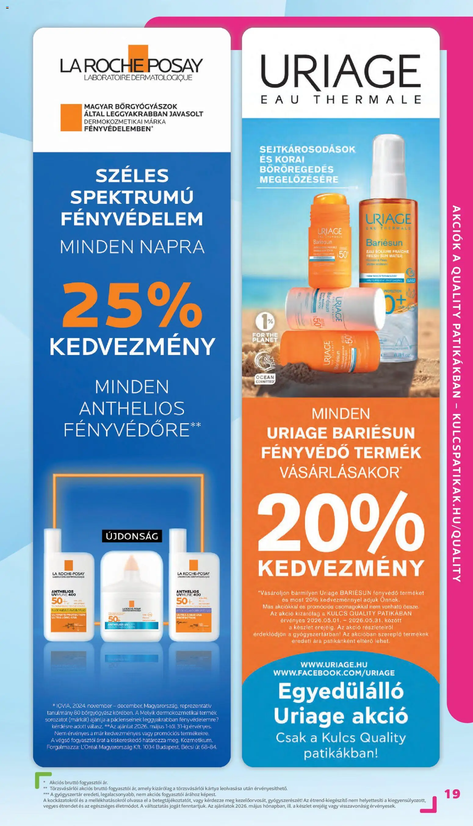 Kulcs Patika akciós ujság - amely érvényes a következő dátumtól: 01.05.2026 | Oldal: 19 | Termékek: Fényvédő