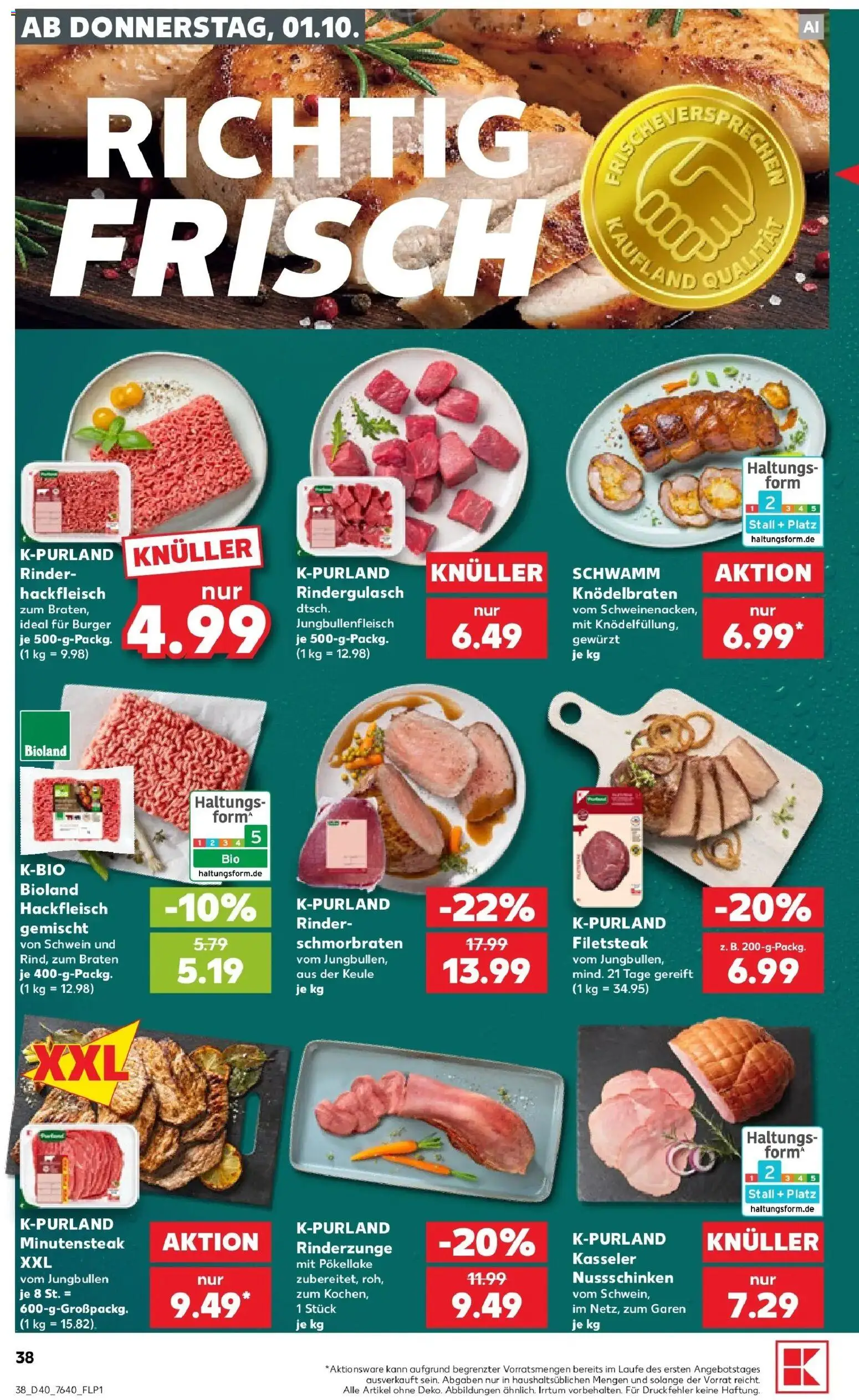 Prospekt Kaufland ab 28.09.2026 » Angebote Online zum Blättern | Seite: 48 | Produkte: Rindergulasch, Burger, Hackfleisch