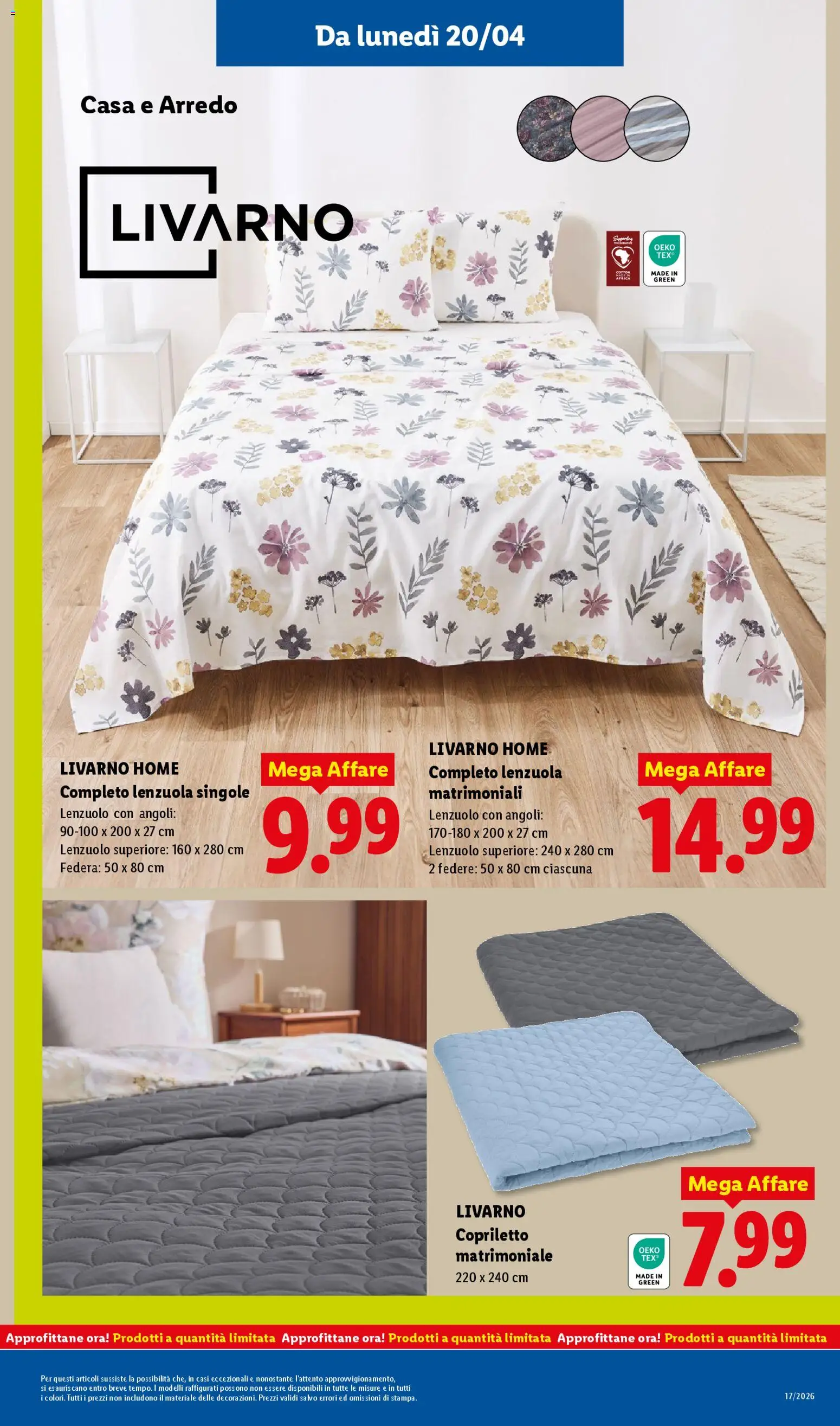 Volantino Lidl del 16.04.2026 | Pagina: 29 | Prodotti: Copriletto, Federa, Lenzuola