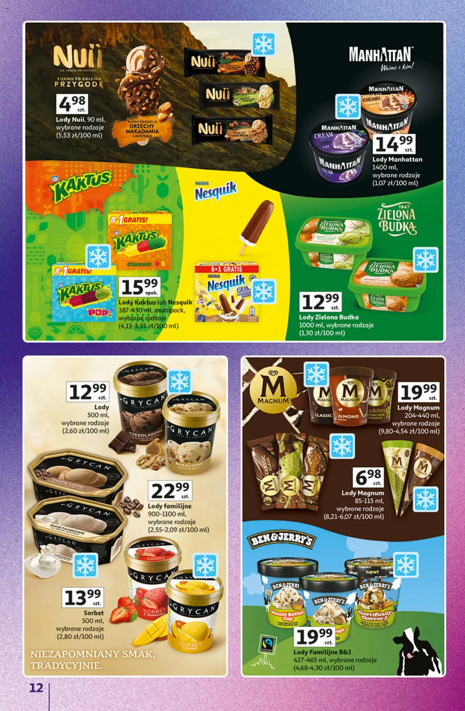 Auchan gazetka - Znane marki od 15.10.2026 | Strona: 12 | Produkty: Lody manhattan, Sorbet, Orzechy, Lody