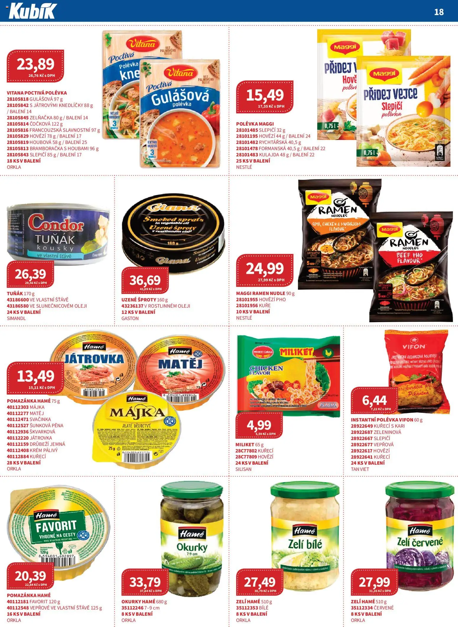 Kubík leták - Velkoobchod 08/2026 od 01.10.2026 | Strana: 18 | Produkty: Maggi, Zelí, Pomazánka, Nudle