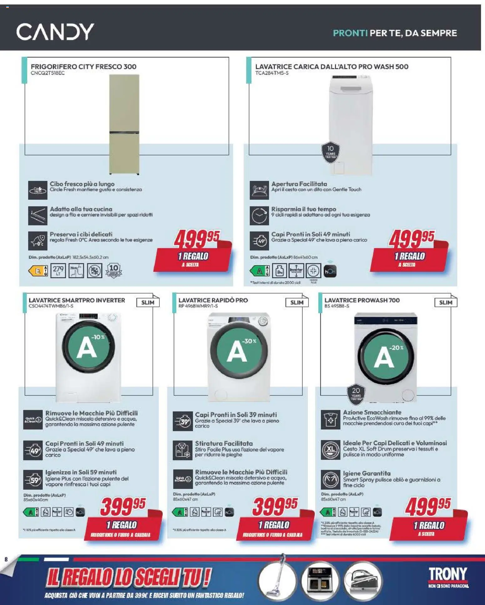 Volantino Trony del 09.04.2026 | Pagina: 8 | Prodotti: Caldaia, Lavatrice, Frigorifero, Friggitrice