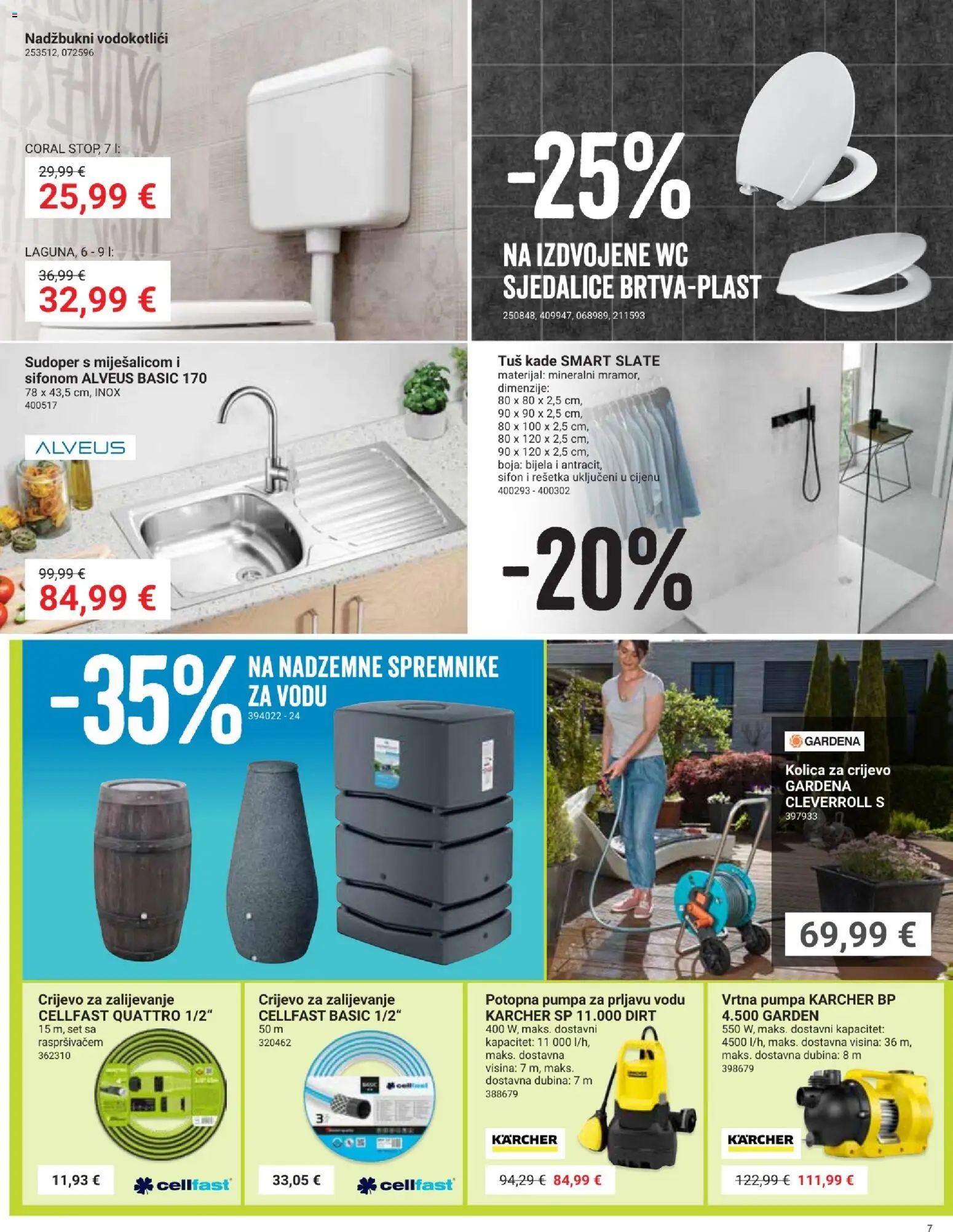 Pevex katalog | vrijedi od 28.05.2026 | Stranica: 7 | Proizvodi: Tuš, Vrtna pumpa, Potopna pumpa, Kärcher