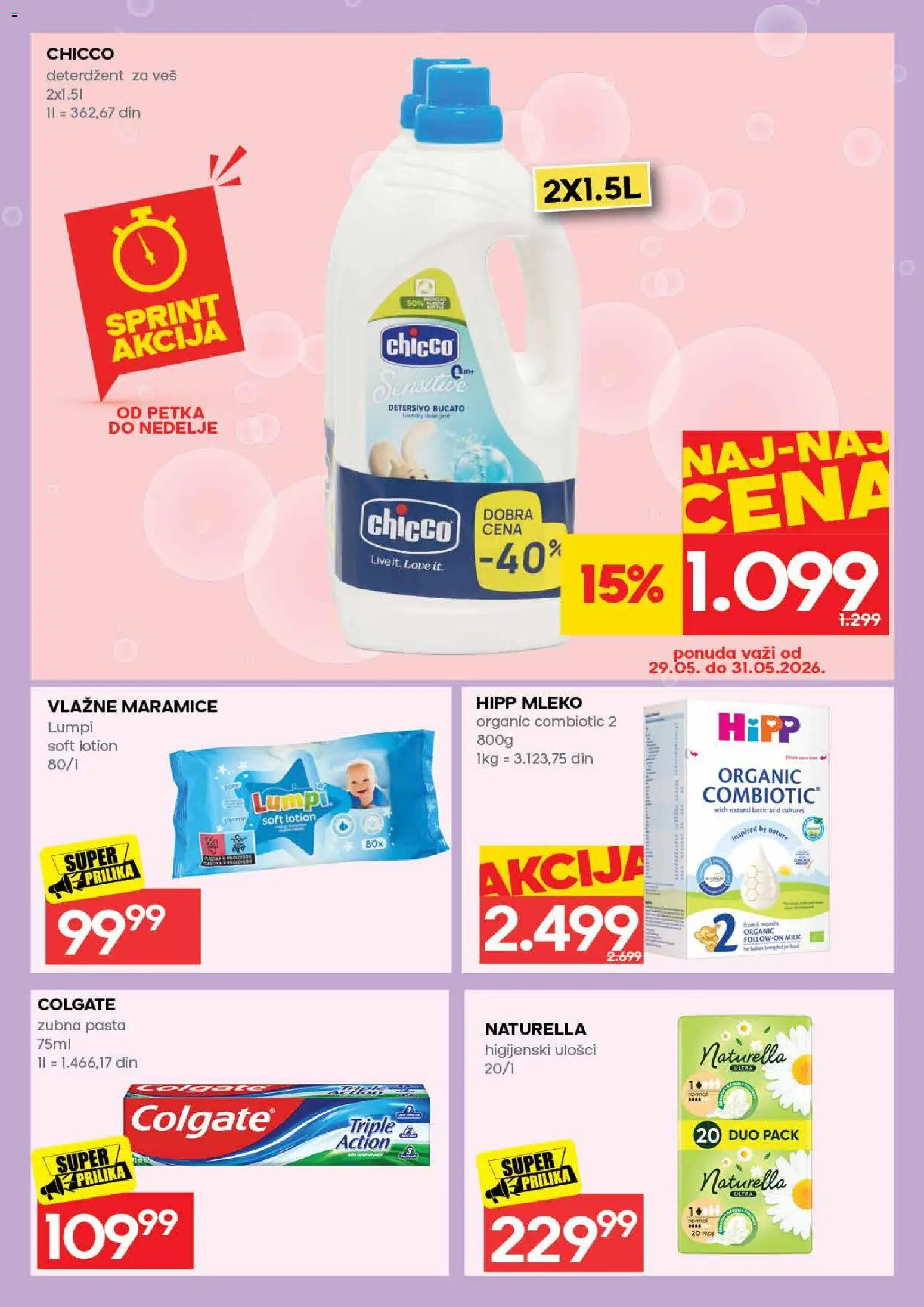Idea katalog - važi od 28.05.2026 | Strana: 29 | Proizvode: Colgate, Higijenski ulošci, Mleko, Vlažne maramice