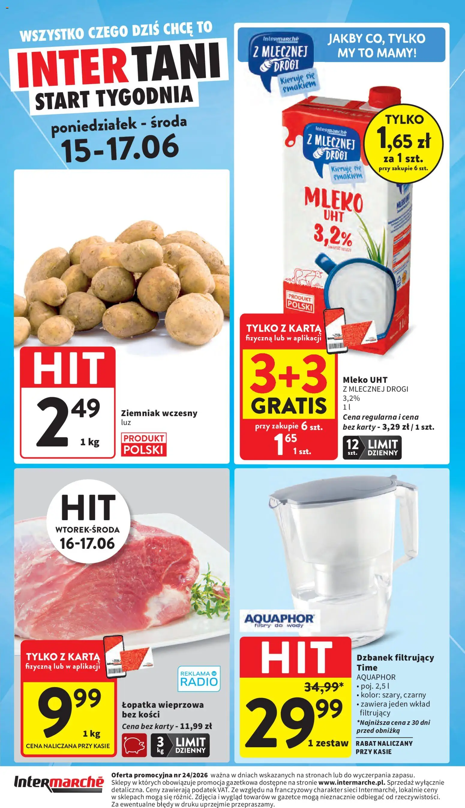 Intermarche gazetka od 11.06.2026 | Strona: 48 | Produkty: Karta, Dzbanek, Radio, Mleko