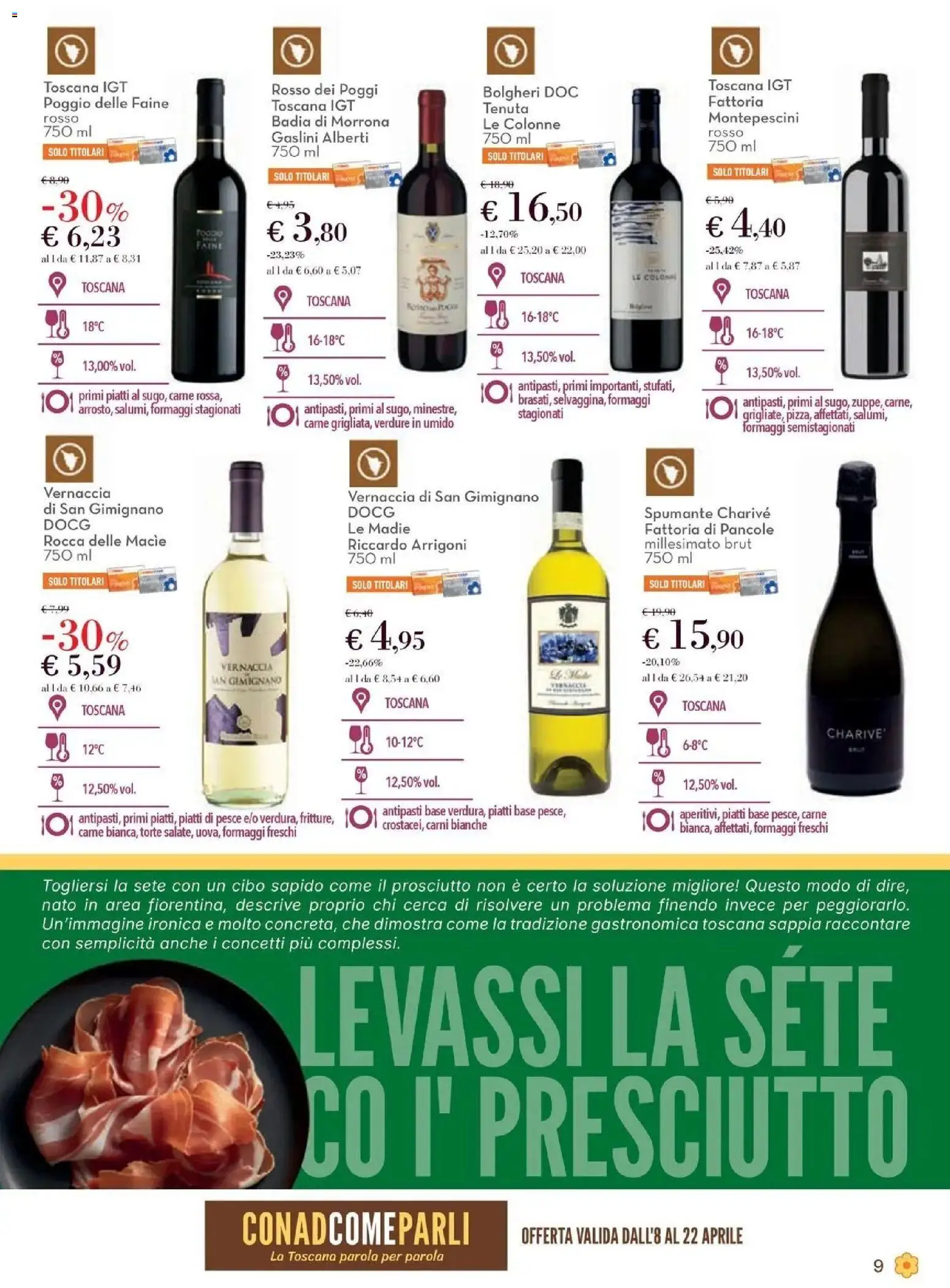 Volantino Conad del 08.04.2026 | Pagina: 9 | Prodotti: Pesce, Verdure, Prosciutto, Spumante