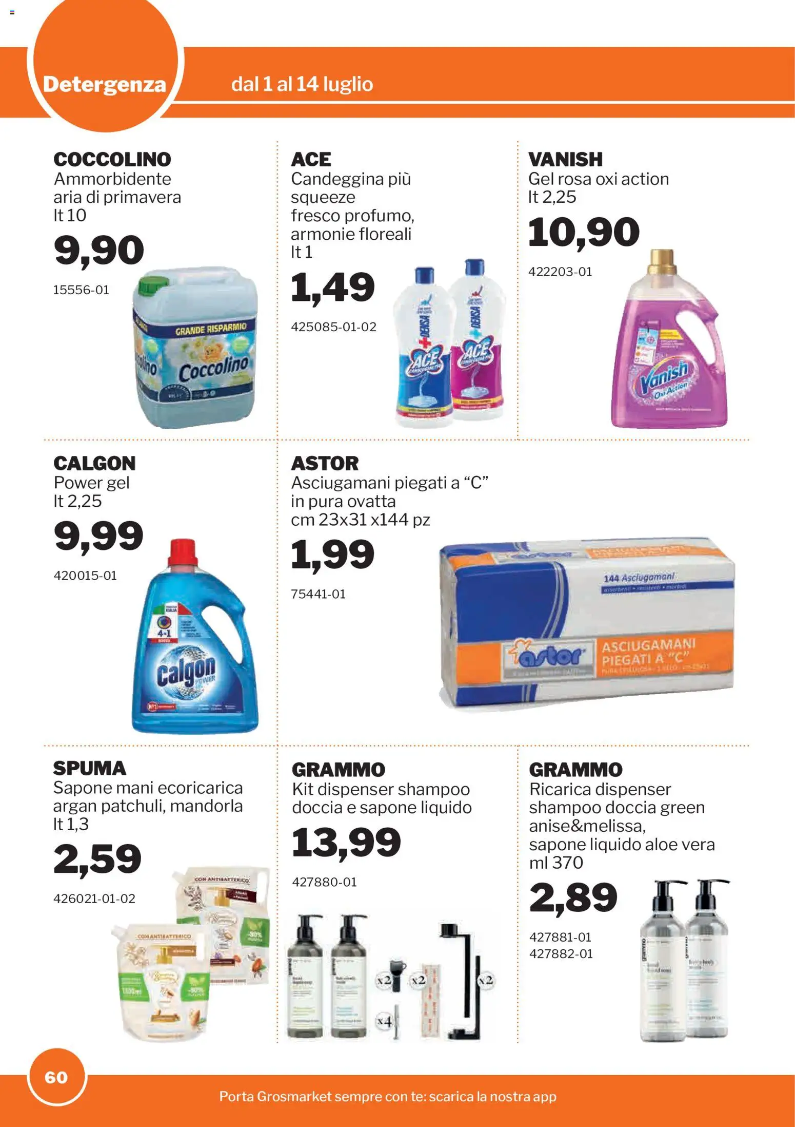 Volantino Sogegross del 01/07/2026 | Pagina: 60 | Prodotti: Tè, Candeggina, Aloe vera, Doccia