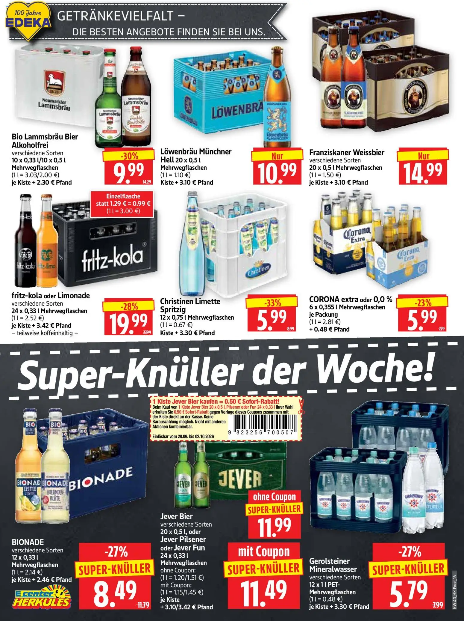 HERKULES Prospekt – gültig ab 28.09.2026 | Seite: 16 | Produkte: Franziskaner, Bier, Weißbier, Limette
