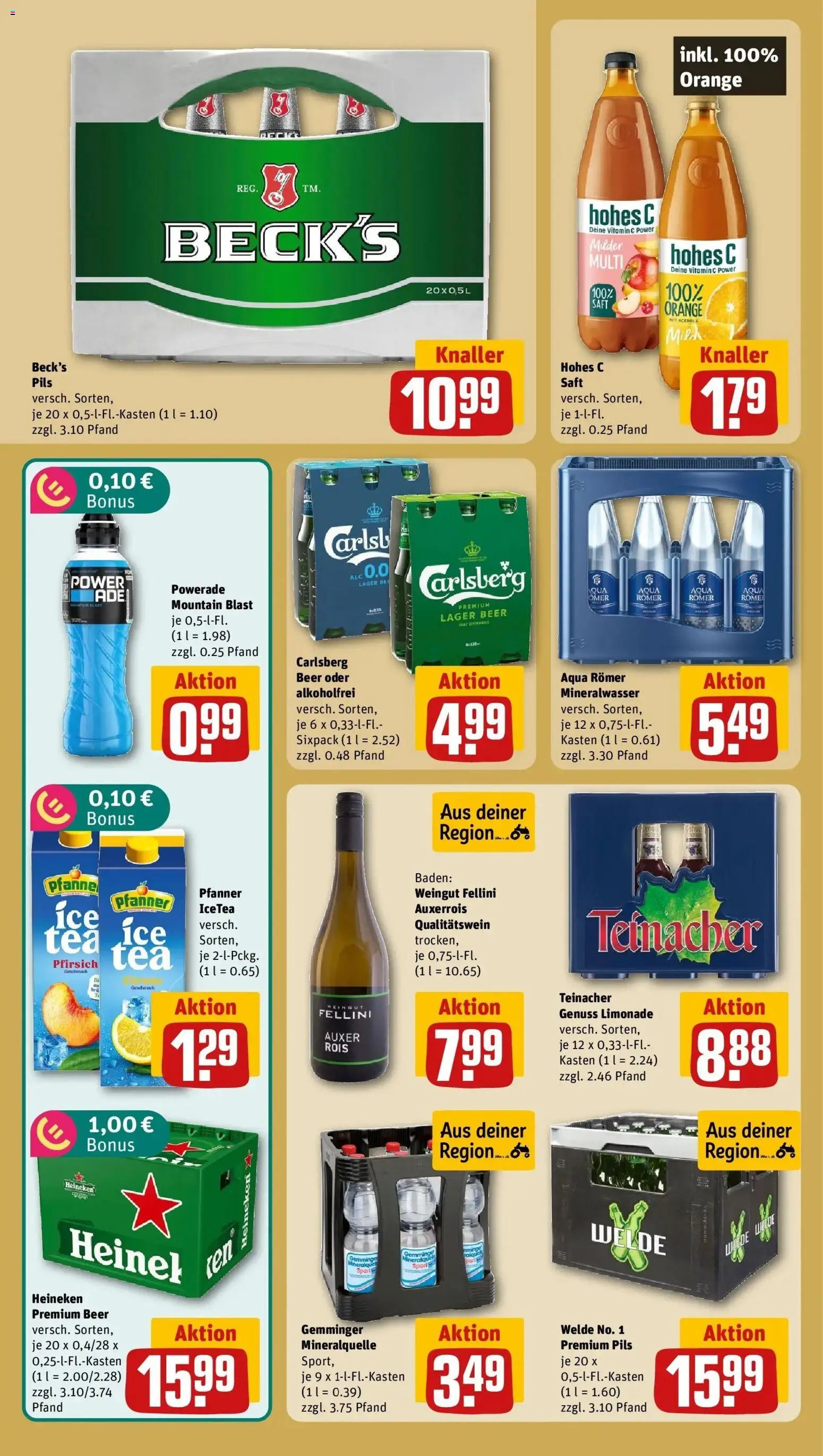 REWE Prospekt ab 31.08.2026 zum Blättern » Angebote | Seite: 18 | Produkte: Limonade, Mineralwasser, Heineken, Powerade