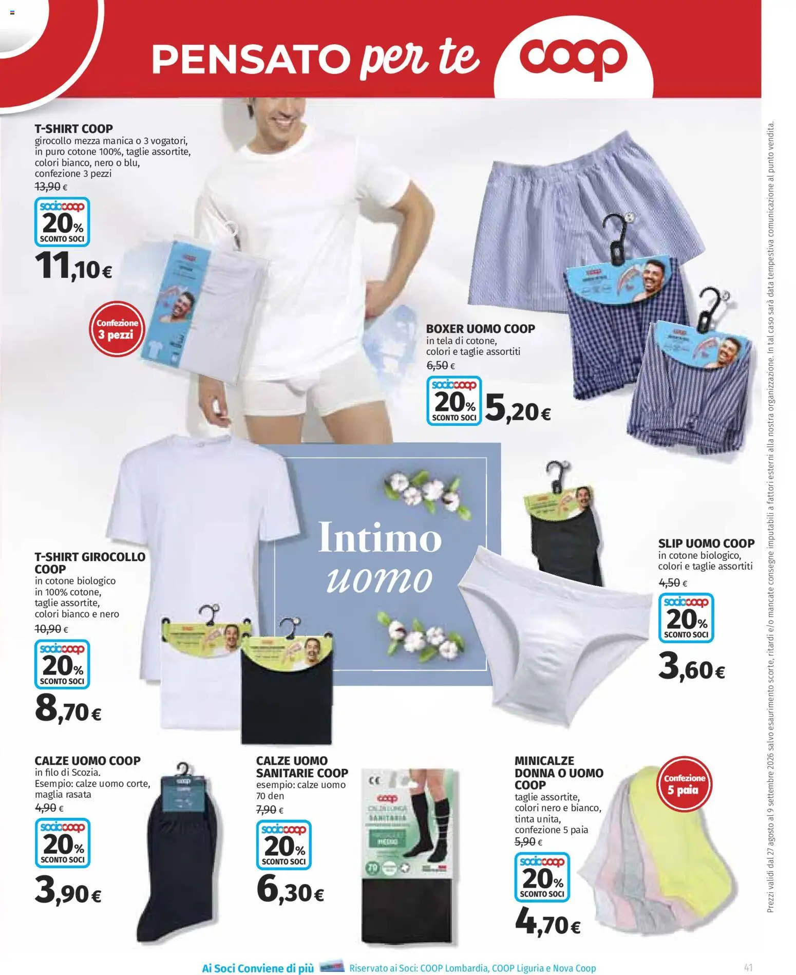Volantino Ipercoop del 27/08/2026 | Pagina: 41 | Prodotti: Intimo, Slip, Boxer, Data
