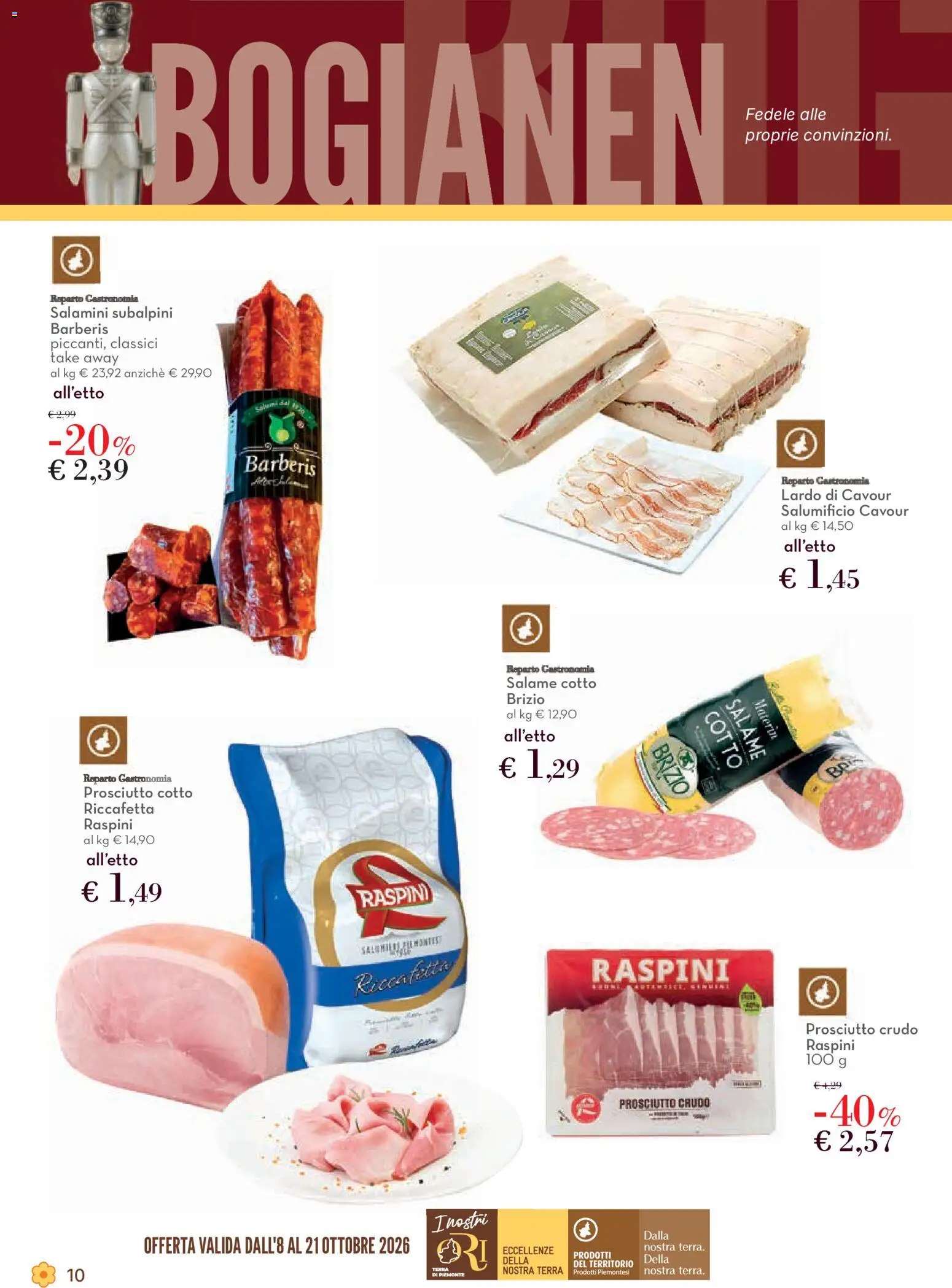 Volantino Conad del 08/10/2026 | Pagina: 10 | Prodotti: Prosciutto Cotto, Lardo, Prosciutto, Terra