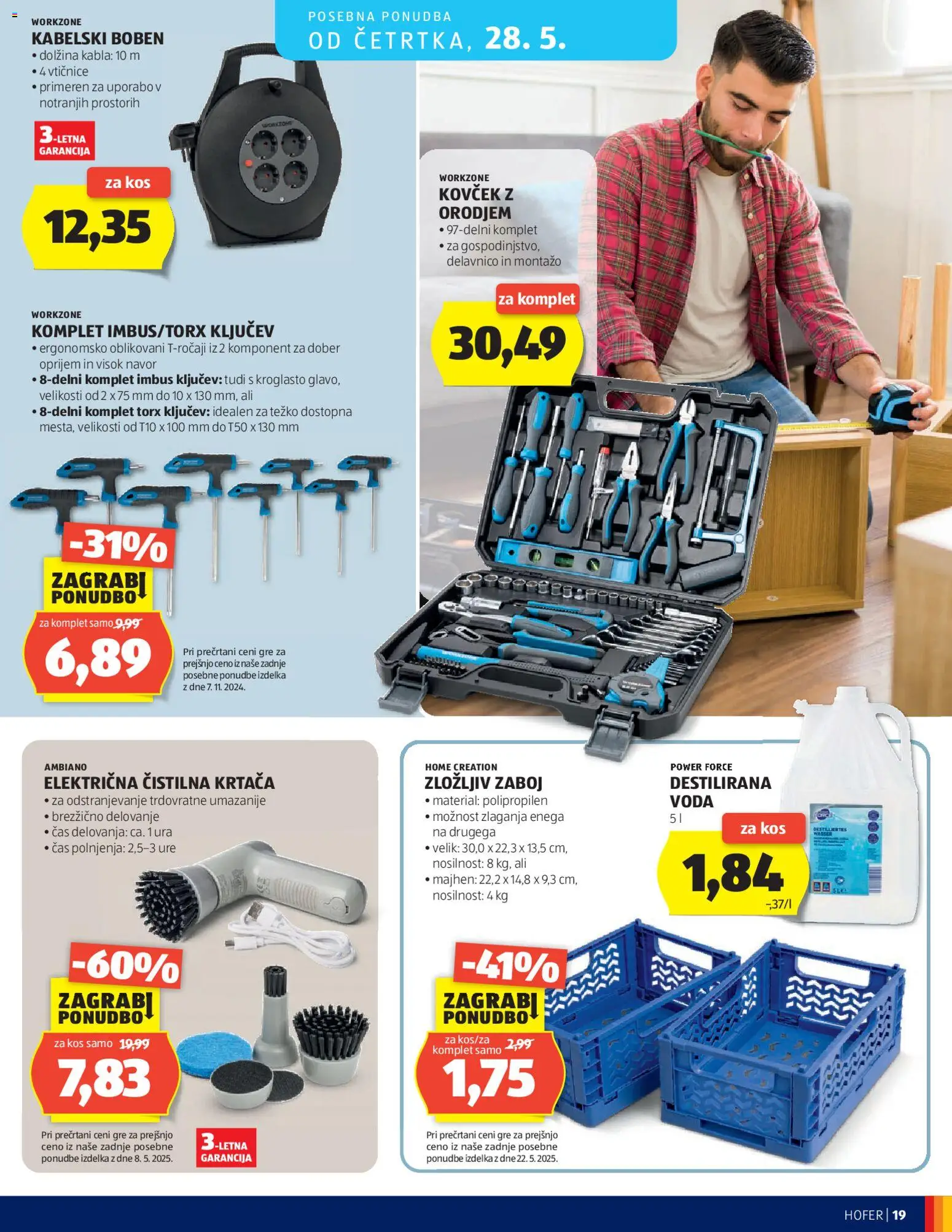 Novi Hofer katalog ponudbe – veljaven od 20.05.2026 | Stran: 19 | Izdelki: Krtaca, Zaboj, Voda, Kovcek
