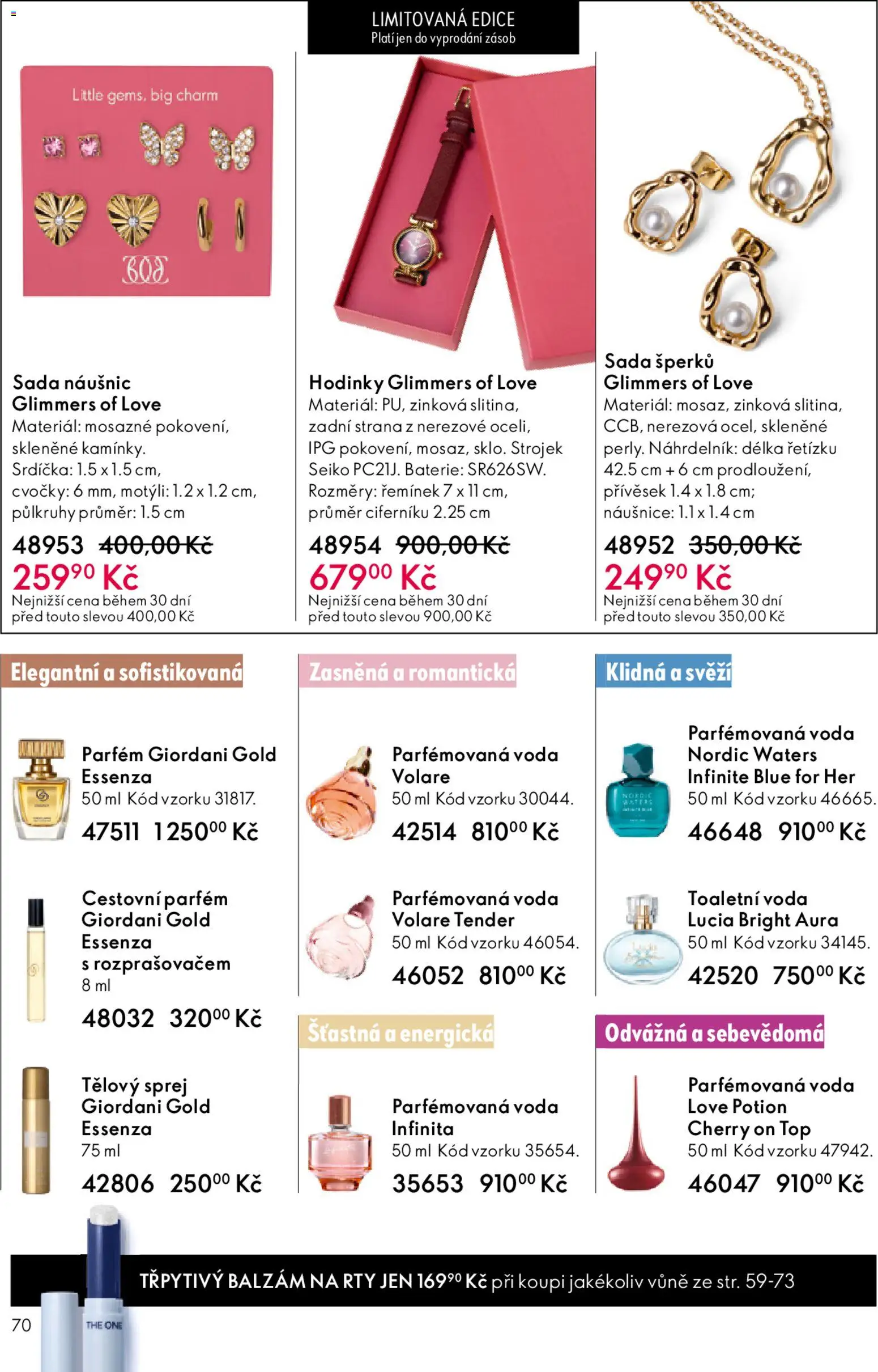 Oriflame katalog č. 06/2026 od 15.04.2026 | Strana: 70 | Produkty: Voda, Balzám na rty, Naušnice, Toaletní voda