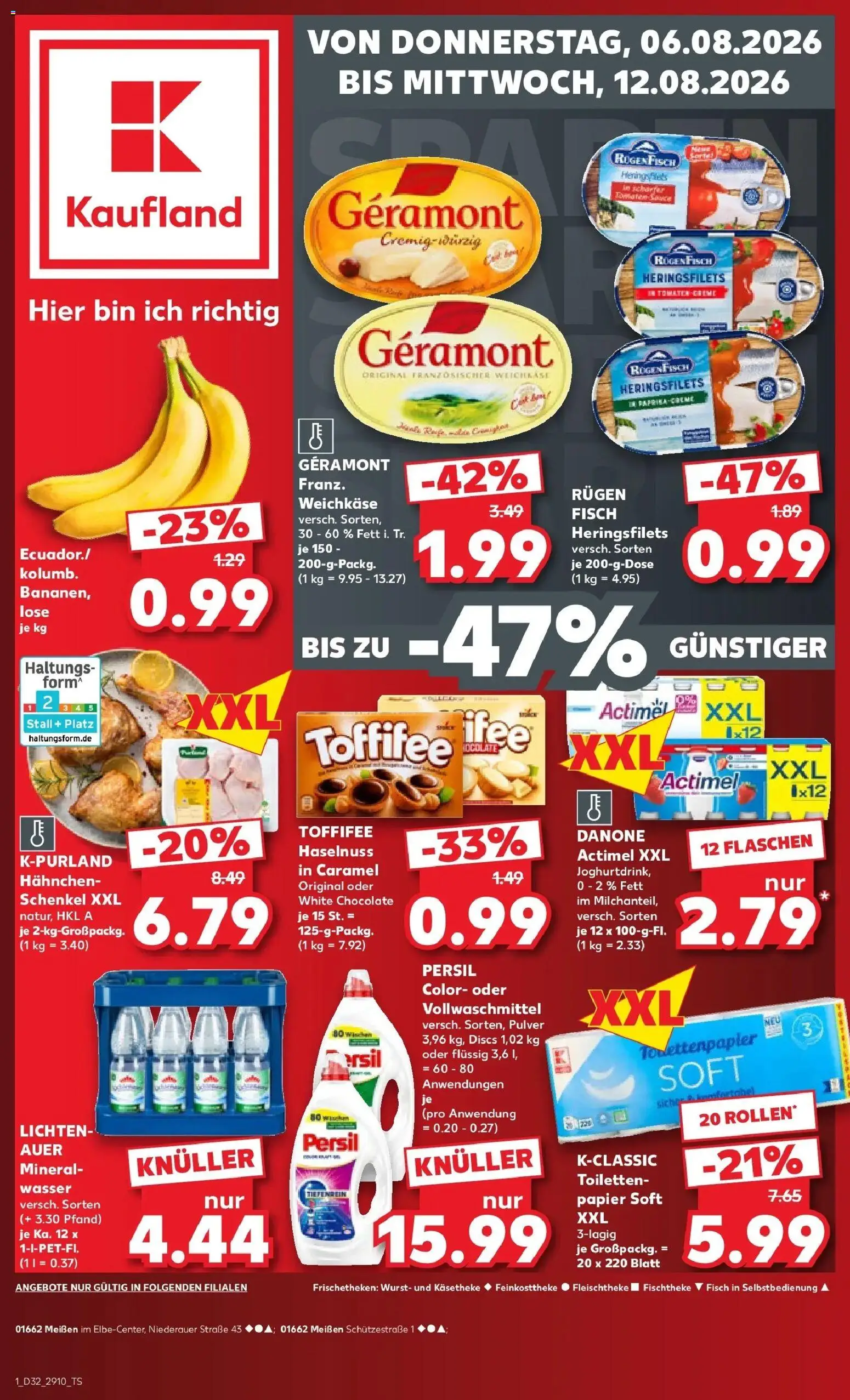Prospekt Kaufland ab 06.08.2026 » Angebote Online zum Blättern | Seite: 1 | Produkte: Hahnchen, Tomaten, Toffifee, Persil