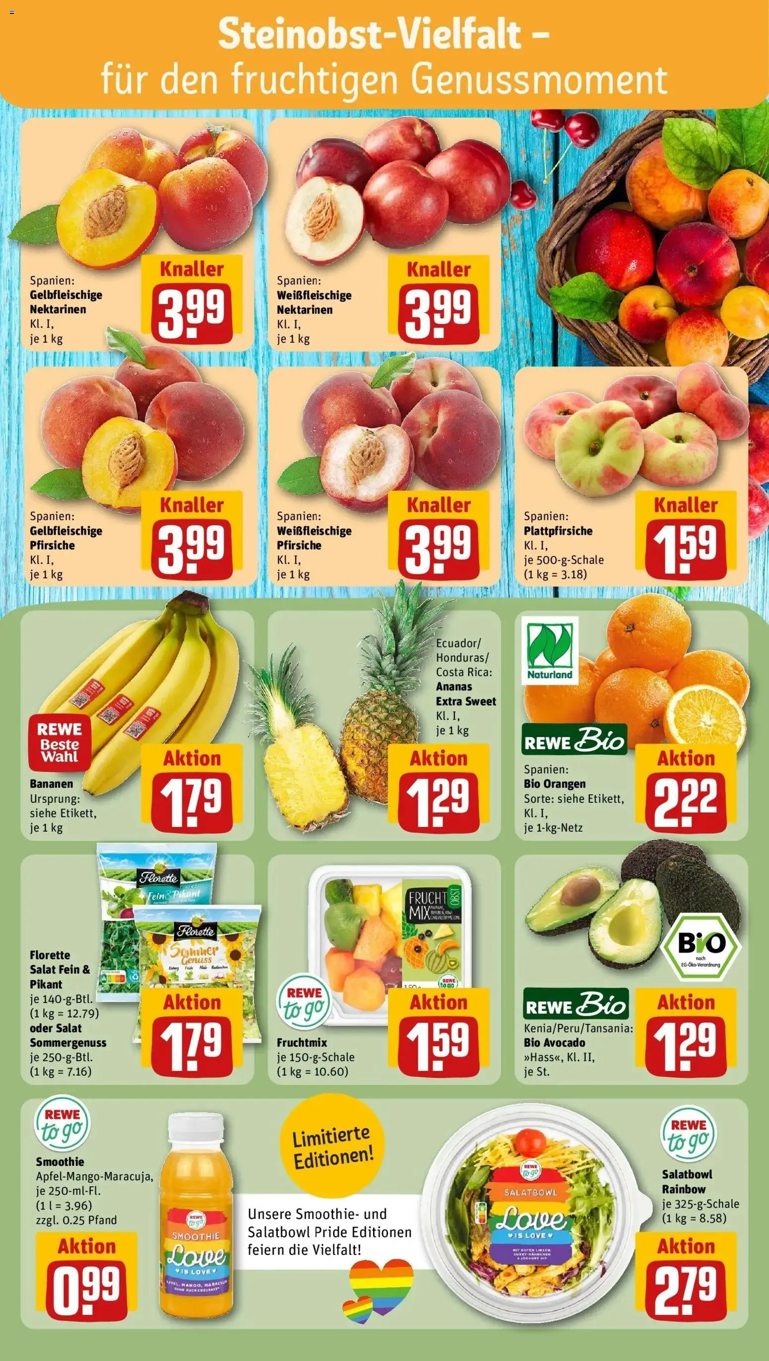 Rewe Prospekt Berlin / Friedrichshain – gültig ab 08.06.2026 | Seite: 6 | Produkte: Nektarinen, Bananen, Orangen, Salat