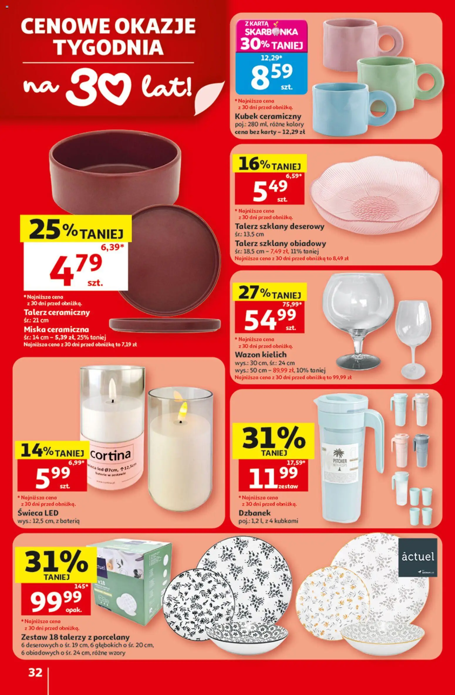Auchan gazetka - 30 Lat Hipermarket od 09.07.2026 | Strona: 32 | Produkty: Karta, Dzbanek, Baterie, Bateria