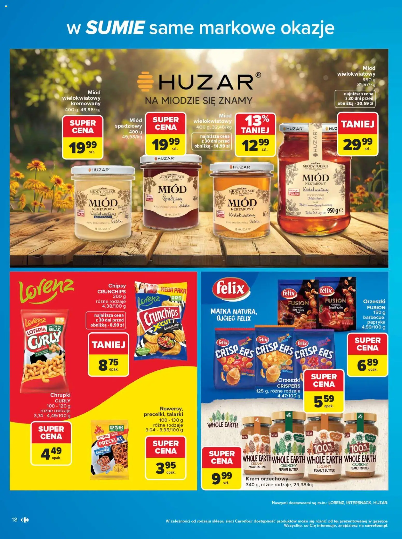 Carrefour gazetka - W sumie same markowe okazje od 08.06.2026 | Strona: 18 | Produkty: Chipsy, Miód, Chrupki, Papryka