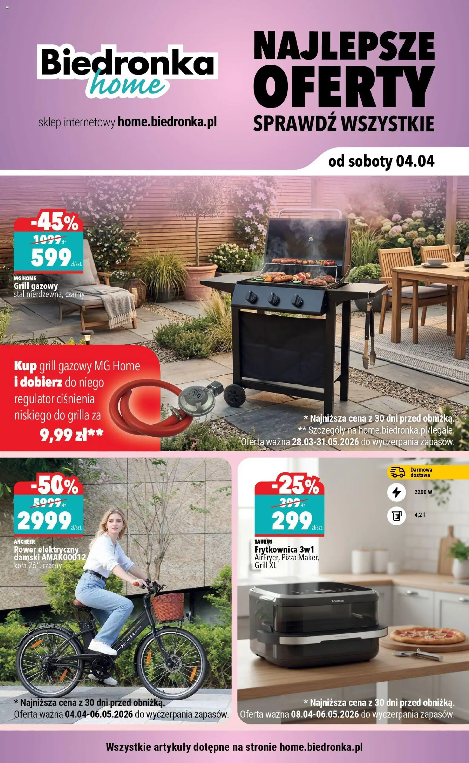 Biedronka gazetka - Home od 04.04.2026 | Strona: 1 | Produkty: Grill, Grill gazowy, Frytkownica, Pizza