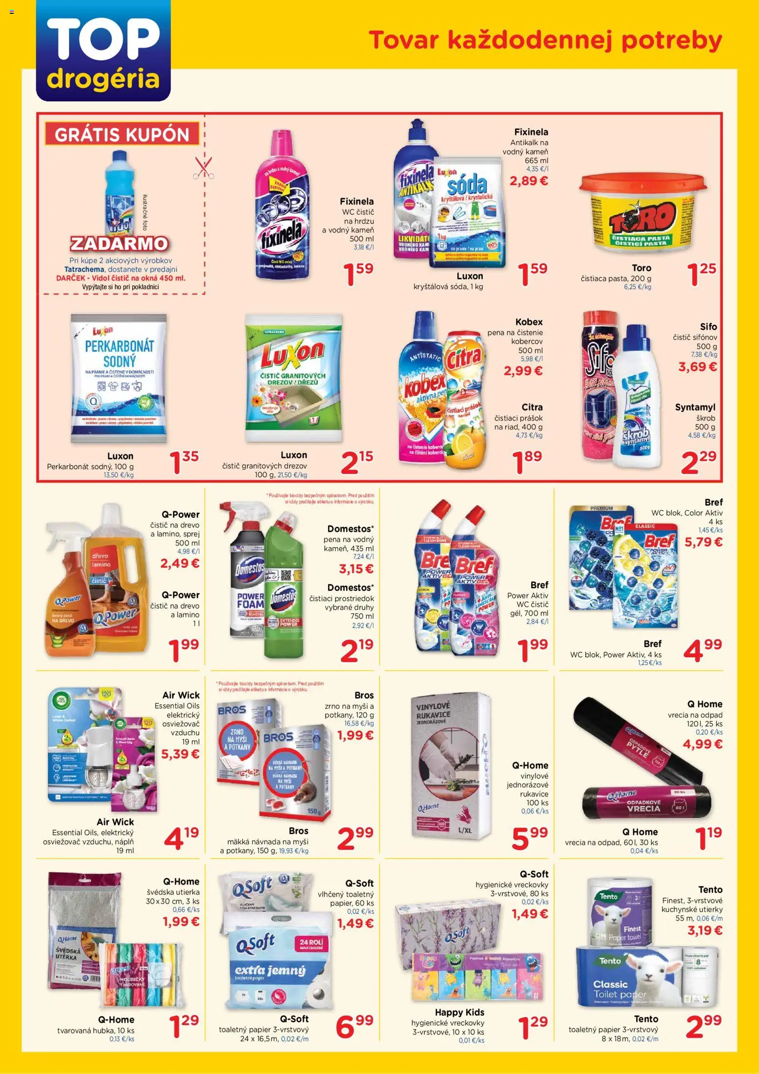 Nové TOP Drogéria akcie – leták je platný od 07.09.2026 | Strana: 2 | Produkty: Toaletný papier 3vrstvový, Domestos, Utierky, Pena