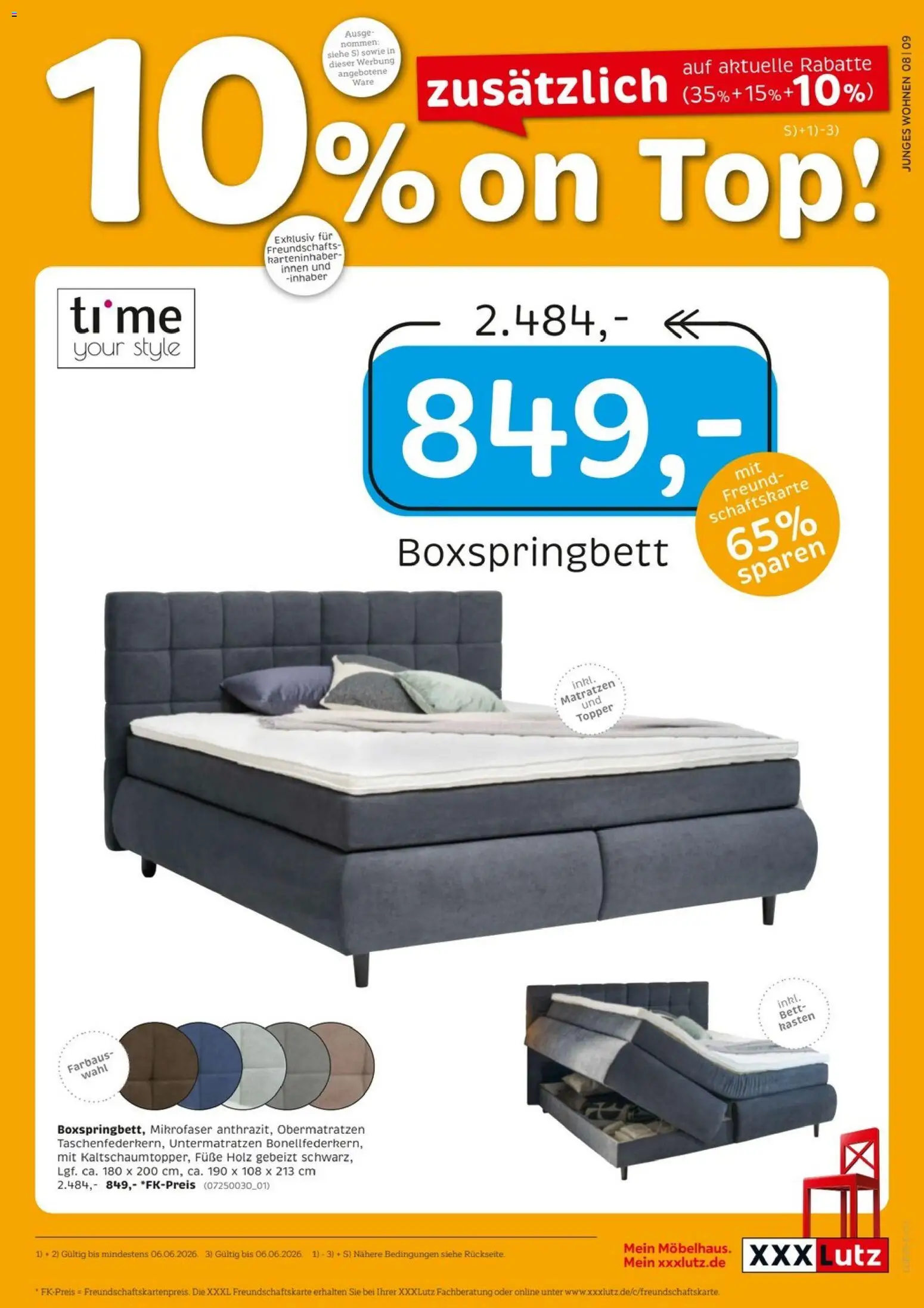 XXXLutz Junges Wohnen – gültig ab 01.06.2026 | Seite: 9 | Produkte: Top, Bett, Boxspringbett, Topper