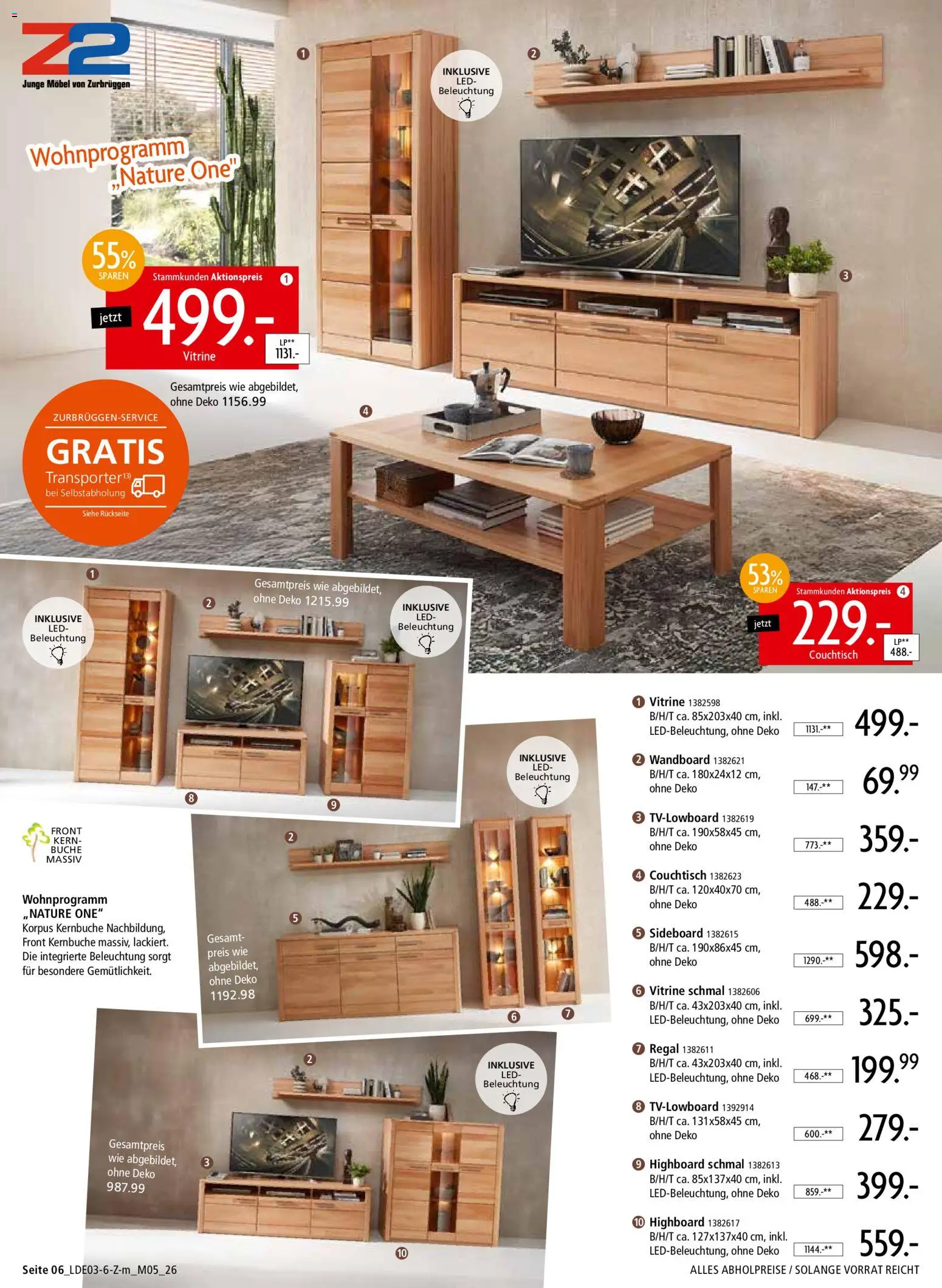 Zurbrüggen Prospekt 	 – gültig ab 28.03.2026 | Seite: 6 | Produkte: Wandboard, Vitrine, Couchtisch, Regal