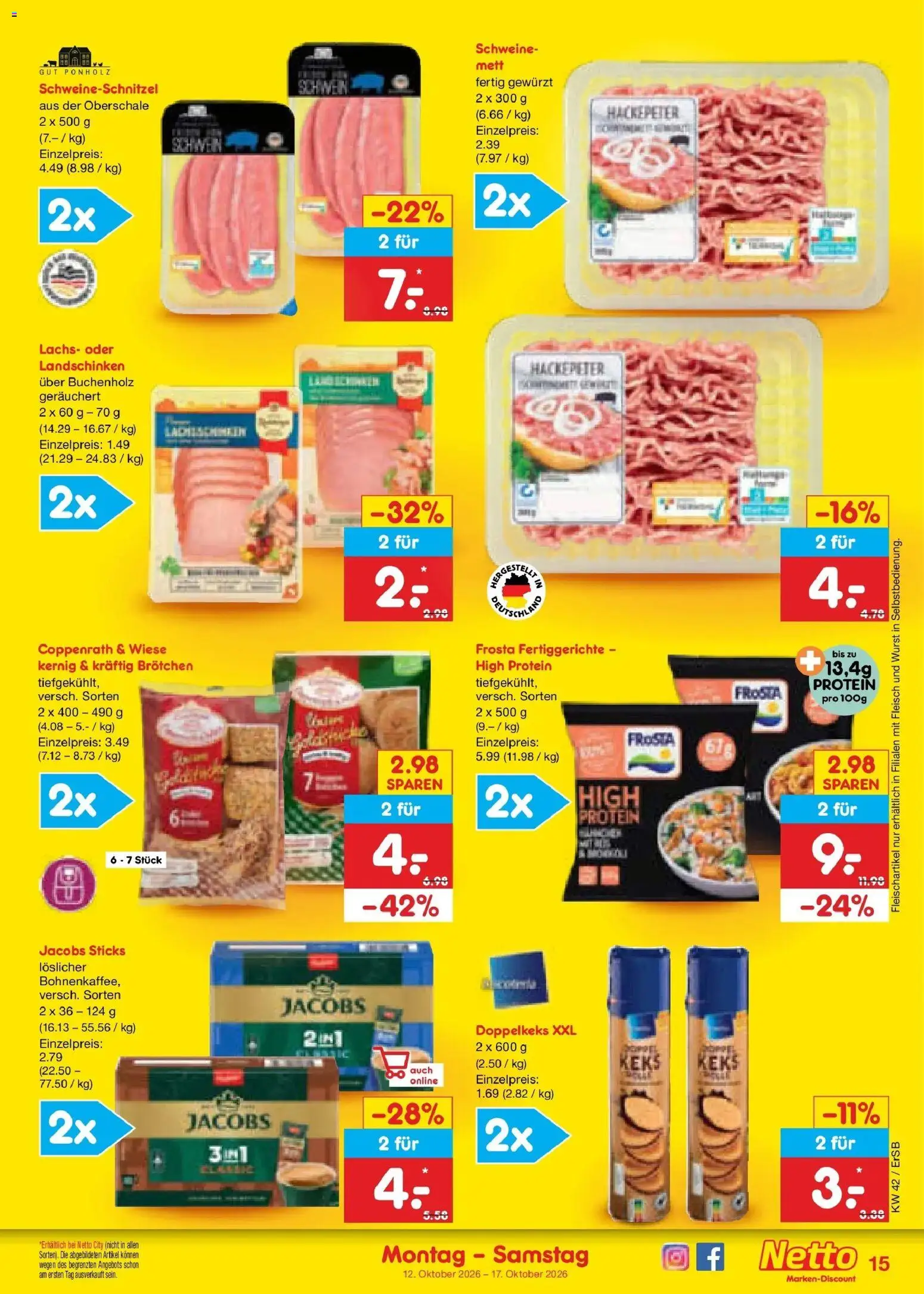 Netto Marken-Discount Prospekt Naumburg (ab 12.10.2026) » Angebote | Seite: 17 | Produkte: Frosta, Lachs, Wurst, Fleisch