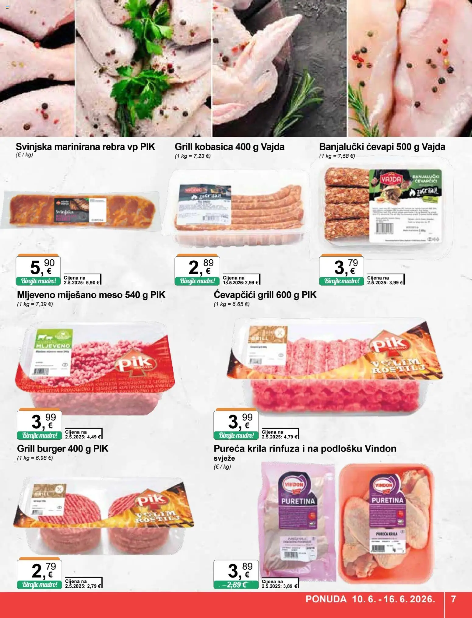 KTC katalog | vrijedi od 10.06.2026 | Stranica: 7 | Proizvodi: Puretina, Meso, Kobasica, Ćevapčići