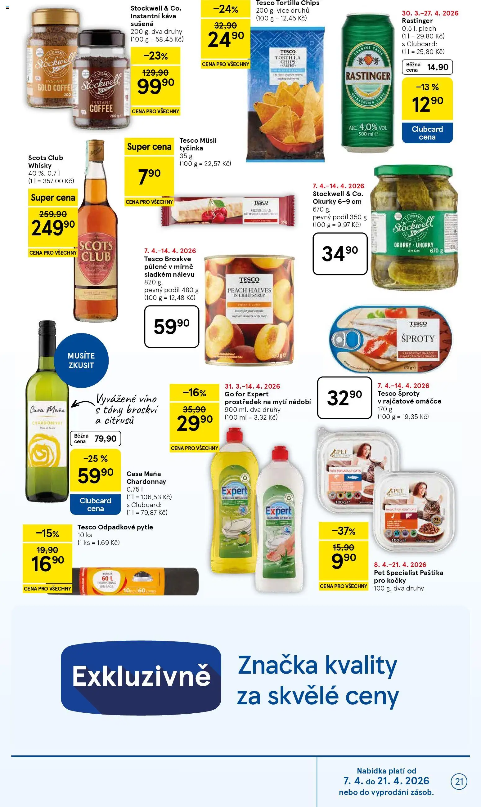 Tesco leták - Hypermarket od 07.04.2026 | Strana: 21 | Produkty: Káva, Víno, Tortilla, Paštika
