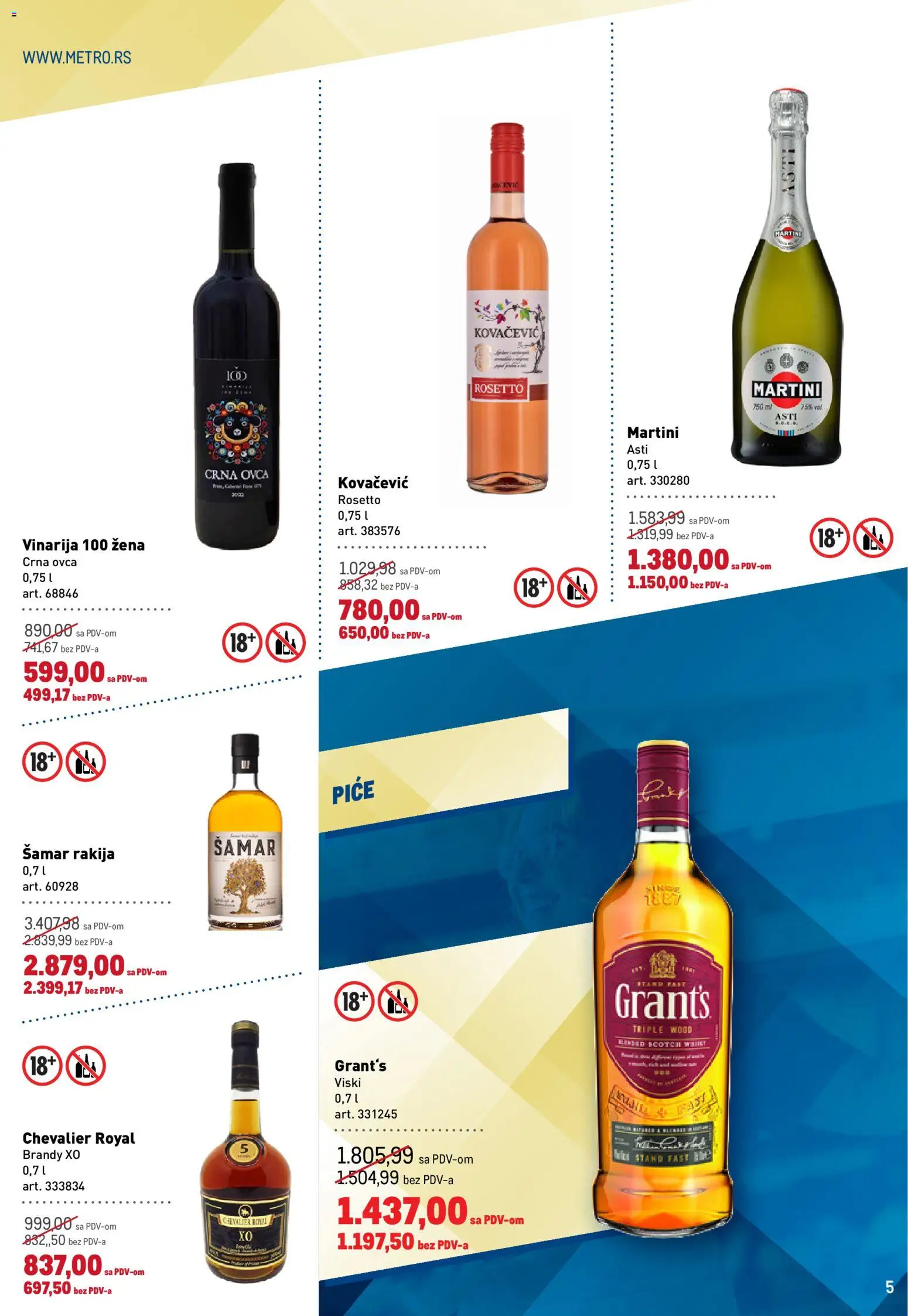 Metro katalog - važi od 20.08.2026 | Strana: 5 | Proizvode: Viski, Rakija, Piće, Grant’s viski