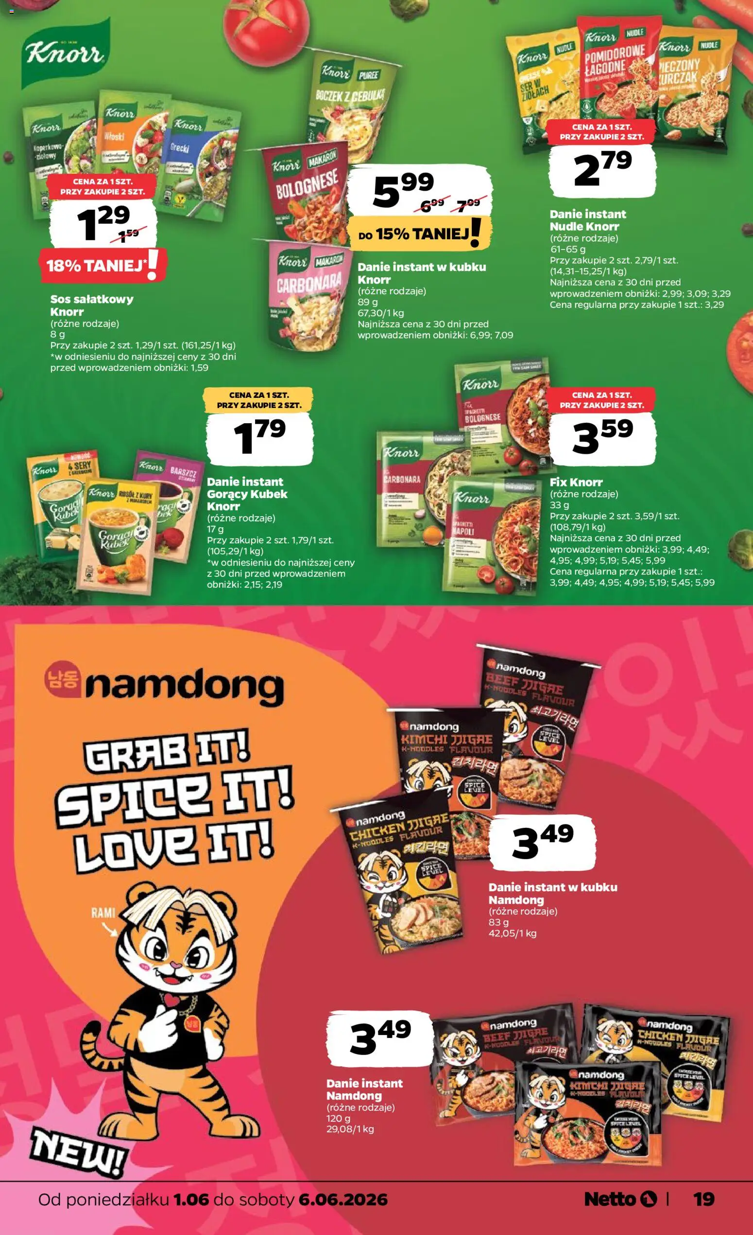 Netto gazetka od poniedziałku spożywcza od 01.06.2026 | Strona: 19 | Produkty: Gorący kubek, Sery, Ser, Makaron