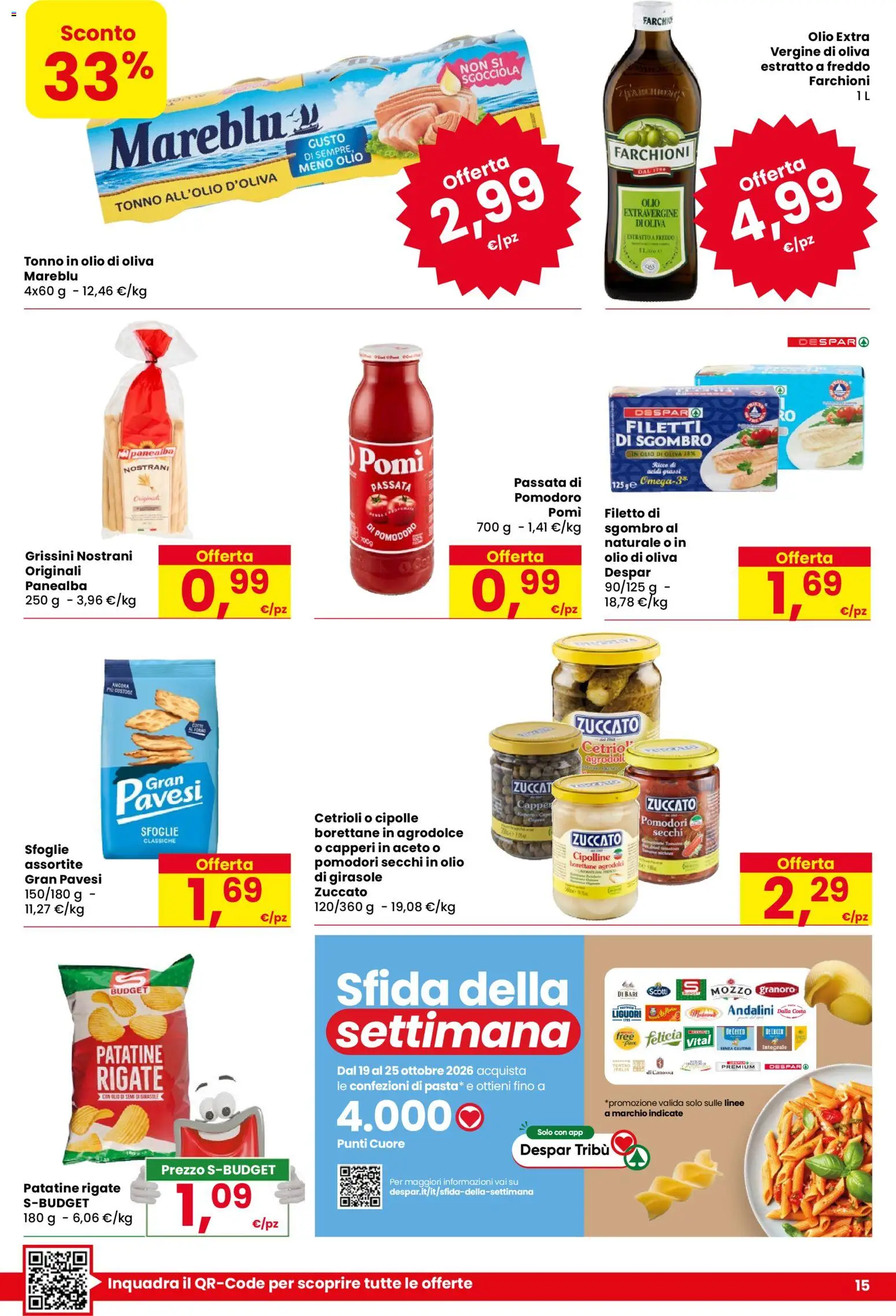 Volantino Despar del 15/10/2026 | Pagina: 15 | Prodotti: Cetrioli, Cipolle, Olio, Semi di girasole