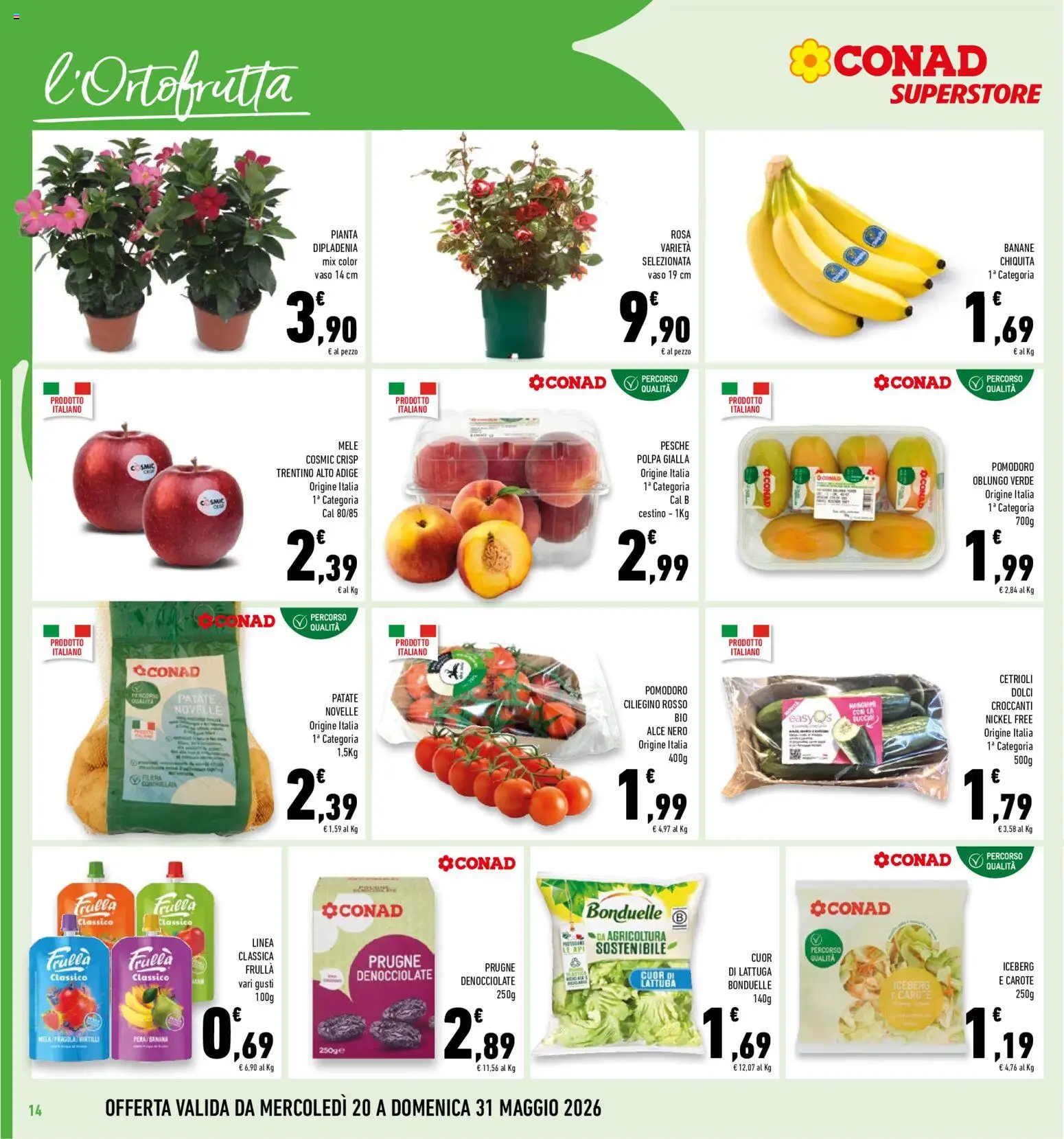 Volantino Conad del 20.05.2026 | Pagina: 14 | Prodotti: Mele, Cetrioli, Lattuga, Vaso