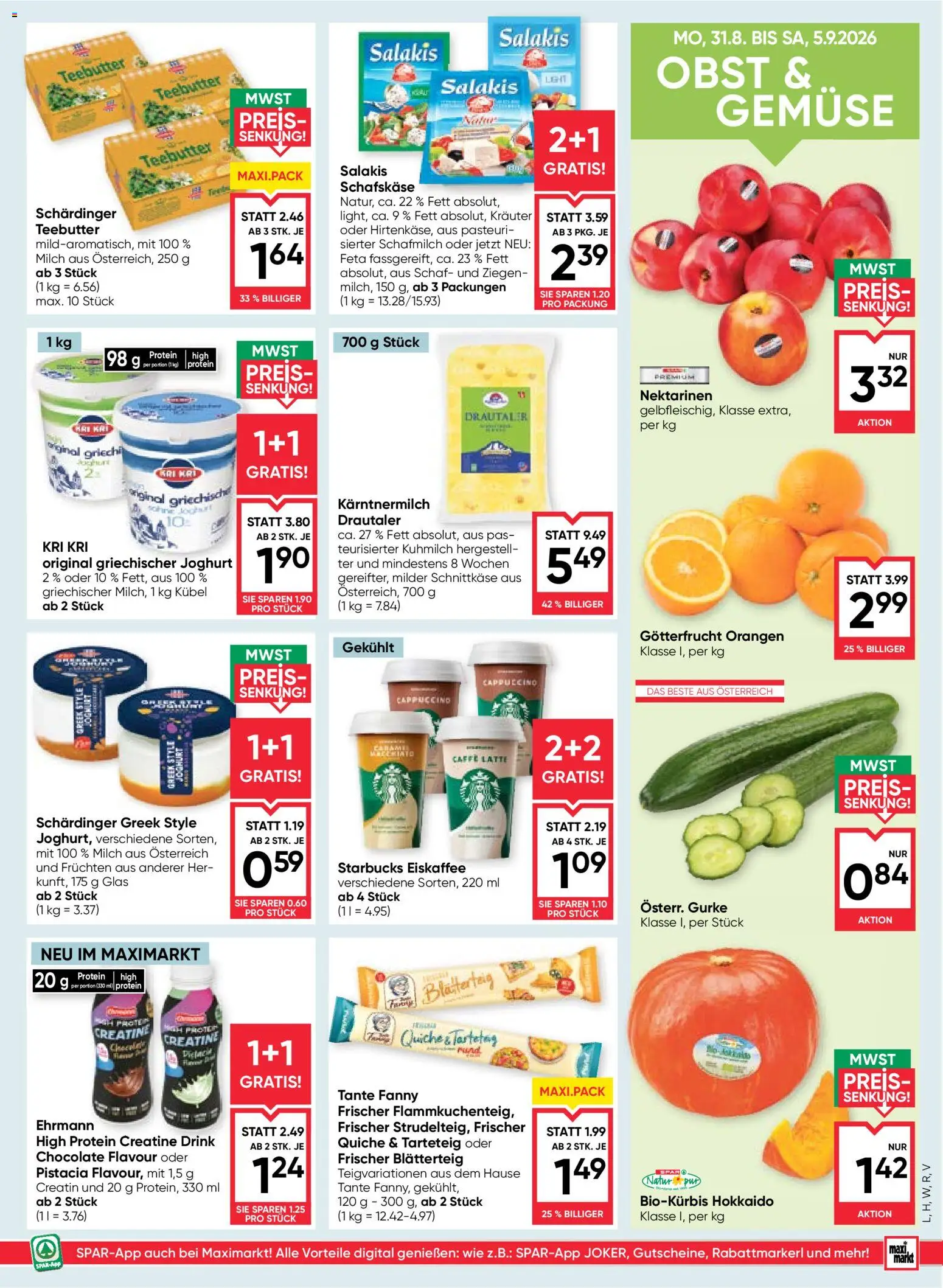 Maximarkt Flugblatt gültig ab 03.09.2026 | Seite: 9 | Produkte: Gurke, Eiskaffee, Milch, Joghurt