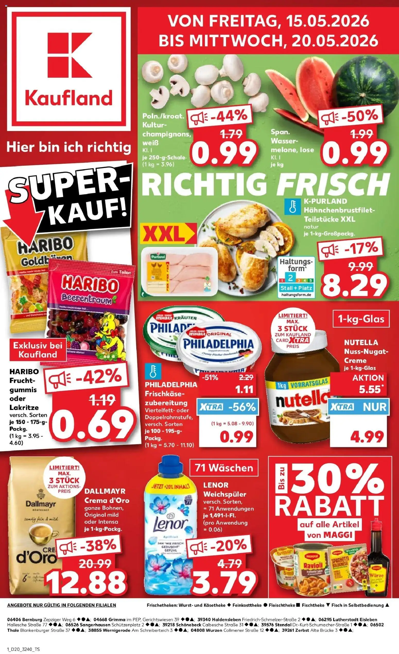 Kaufland Prospekt Zerbst – gültig ab 15.05.2026 | Seite: 1 | Produkte: Lenor, Maggi, Nutella, Wurst