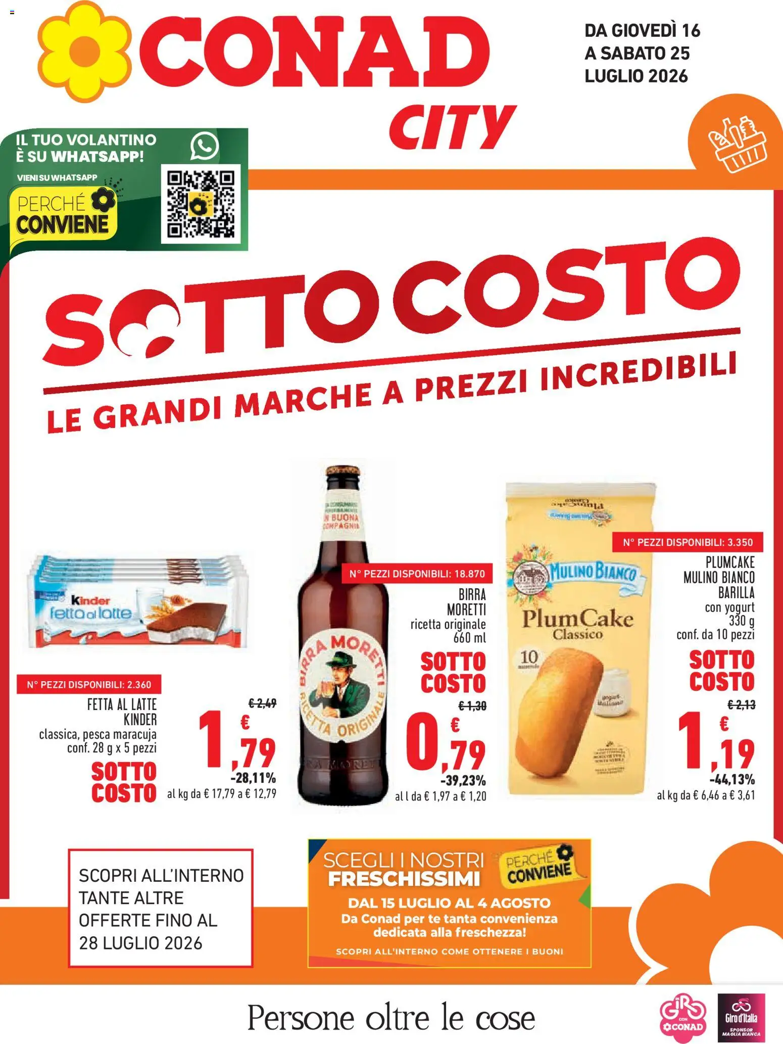 Volantino Conad del 16/07/2026 | Pagina: 1 | Prodotti: Yogurt, Tè, Birra Moretti, Plumcake