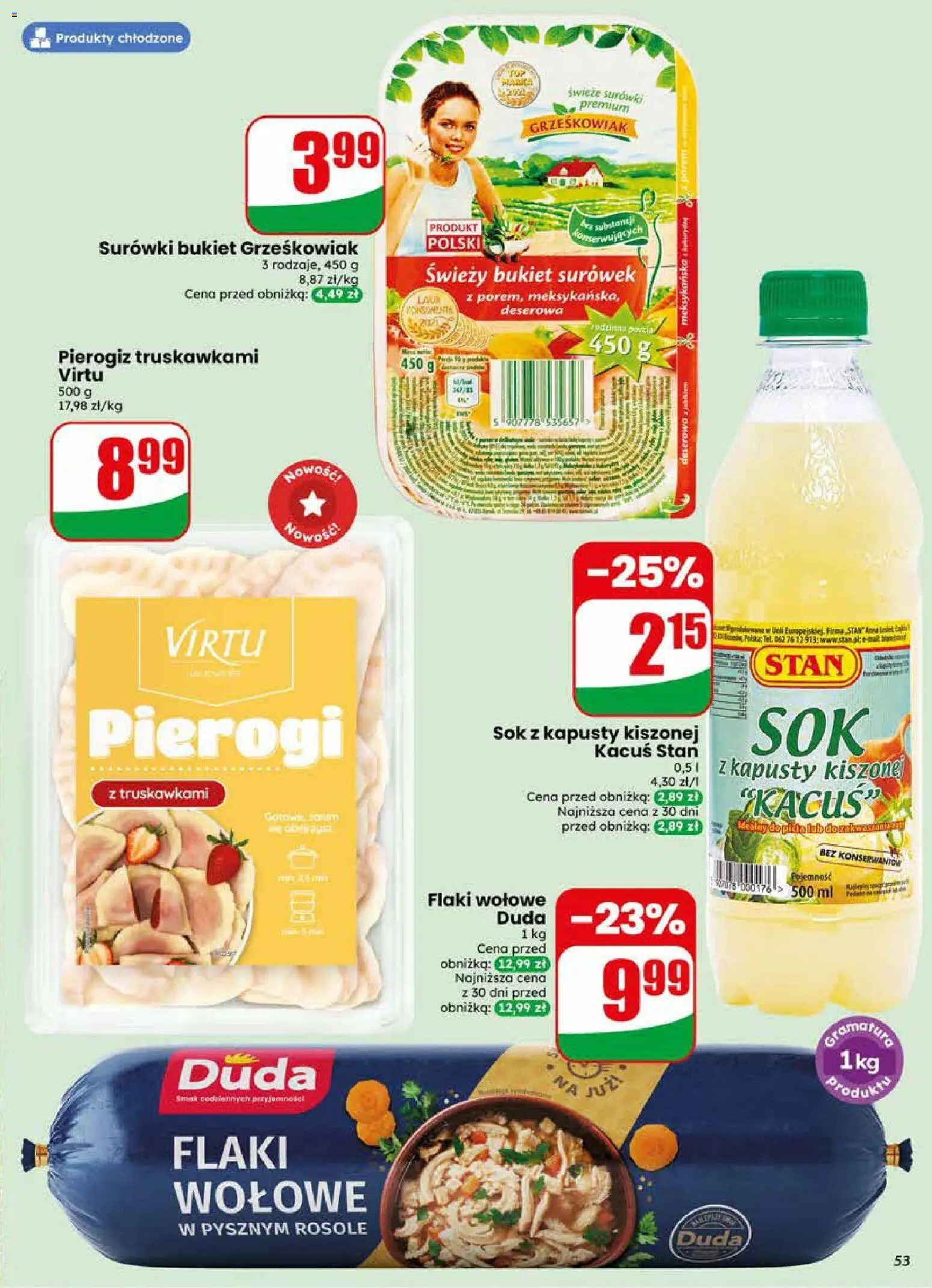 Dino gazetka od 17.06.2026 | Strona: 53 | Produkty: Pierogi, Flaki, Pierogi z truskawkami, Flaki wołowe