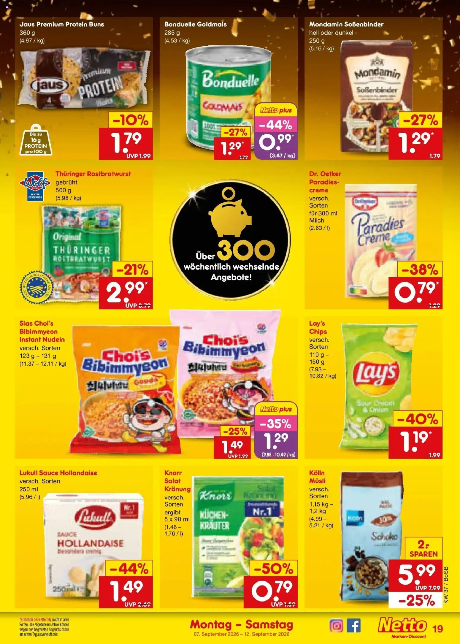 Netto Marken-Discount Prospekt Bochum – gültig ab 07.09.2026 | Seite: 27 | Produkte: Musli, Nudeln, Kuchen, Salat