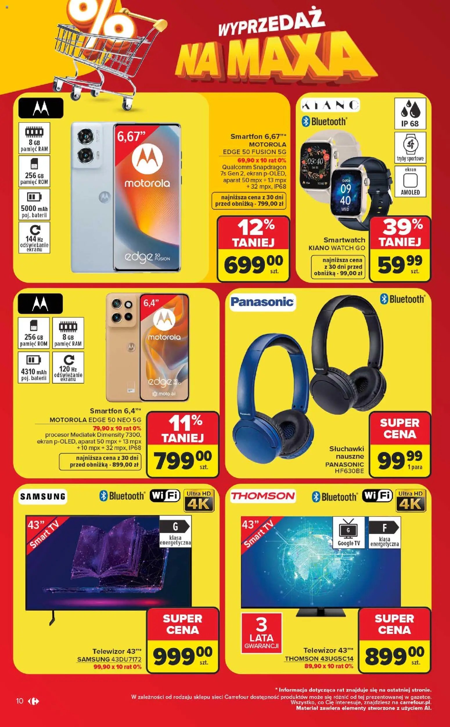 Carrefour gazetka - Wyprzedaż na maxa od 06.07.2026 | Strona: 10 | Produkty: Smartfon, Telewizor, Słuchawki, Smartwatch