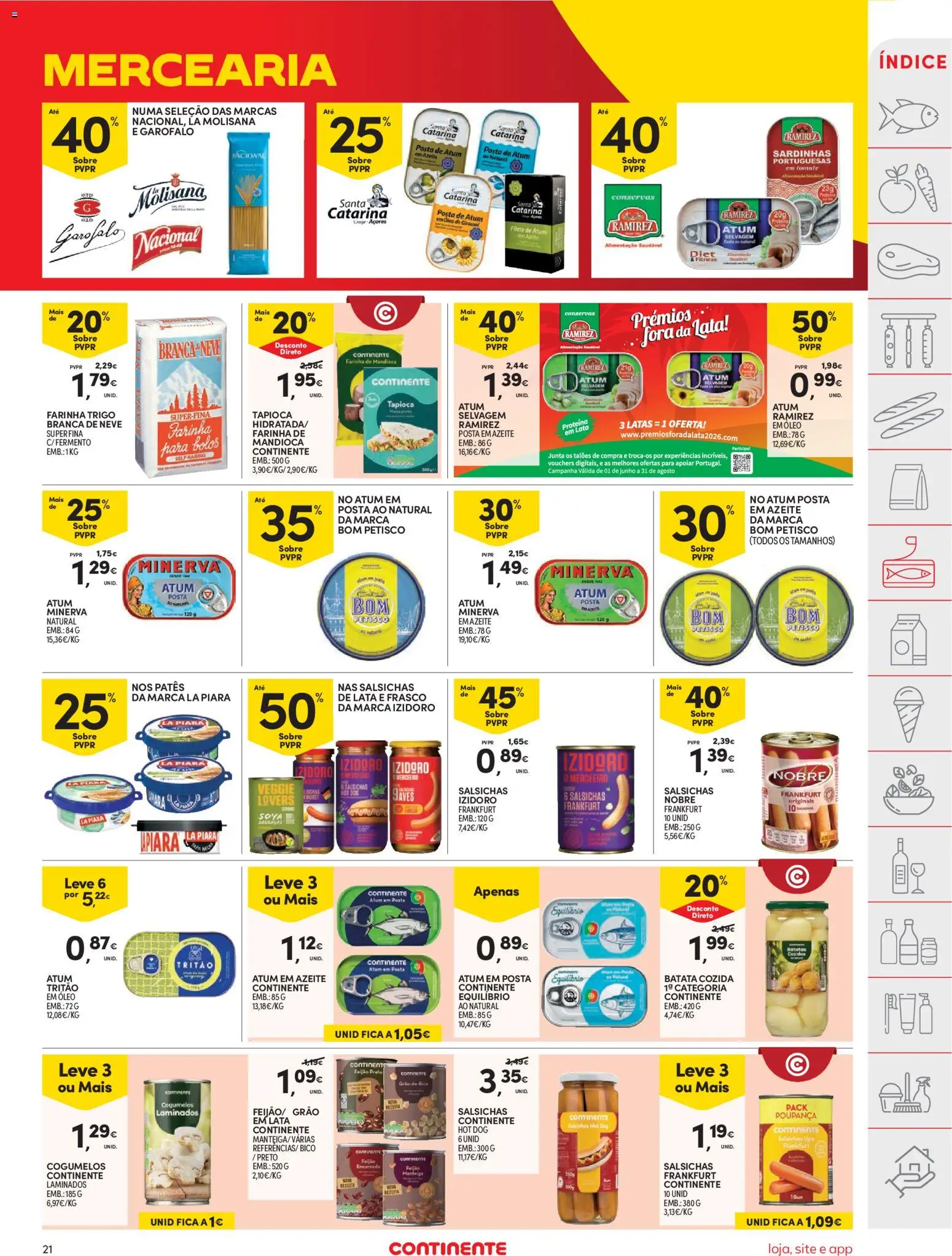 Continente folheto │ válido de 04/08/2026 | Página: 21 | Produtos: Batata, Atum, Manteiga, Tomate