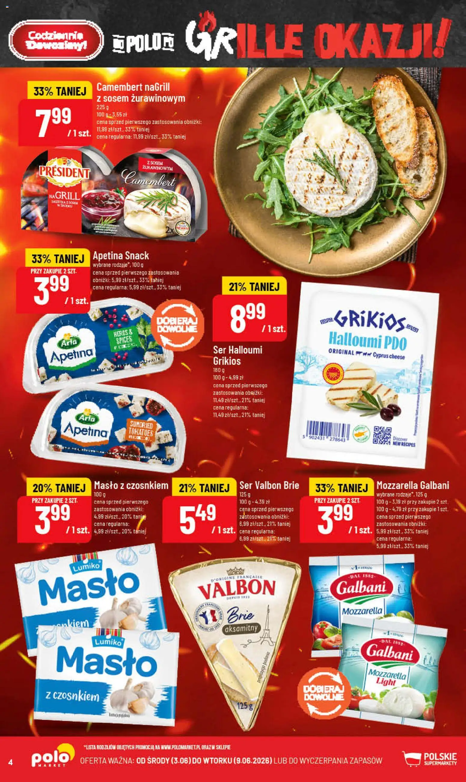 POLOmarket gazetka od 03.06.2026 | Strona: 4 | Produkty: Halloumi, Masło, Ser, Mozzarella