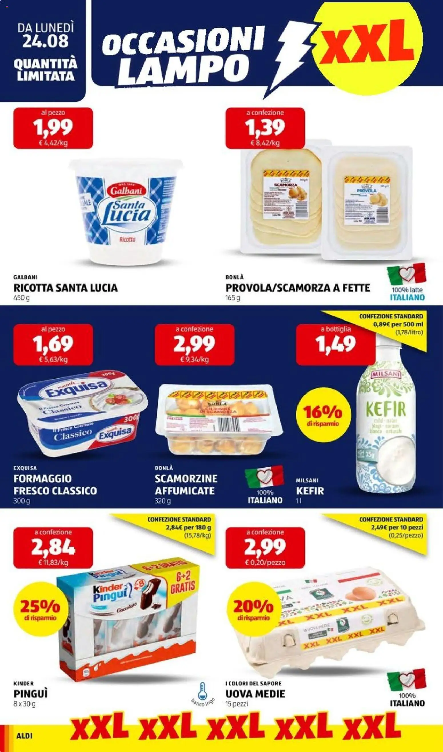 Volantino Aldi del 24/08/2026 | Pagina: 14 | Prodotti: Kefir, Uova, Latte, Bottiglia