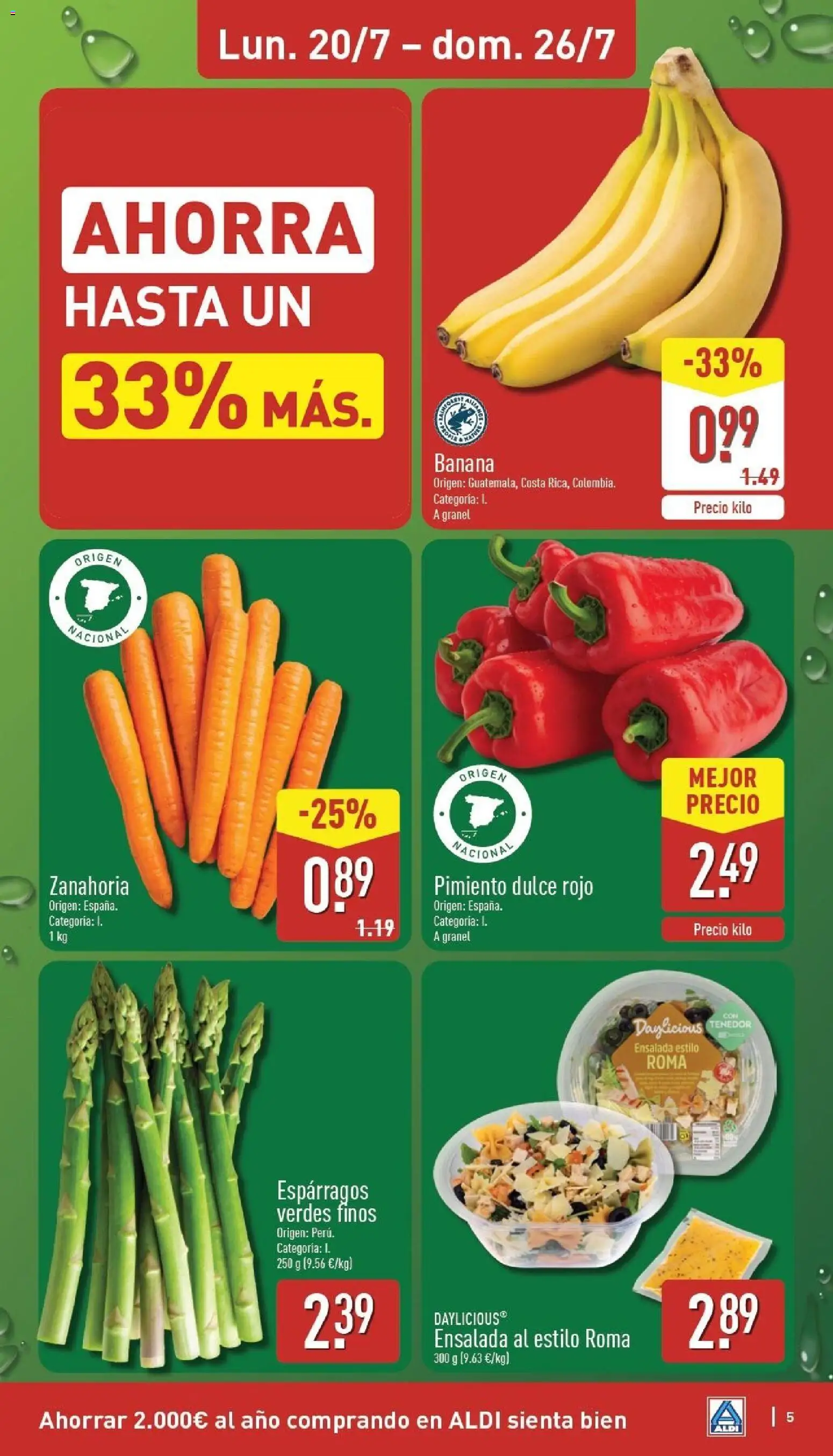 Aldi folleto Península │ válido desde el 20/07/2026 | Página: 5 | Productos: Dulce, Espárragos, Pimiento, Zanahoria