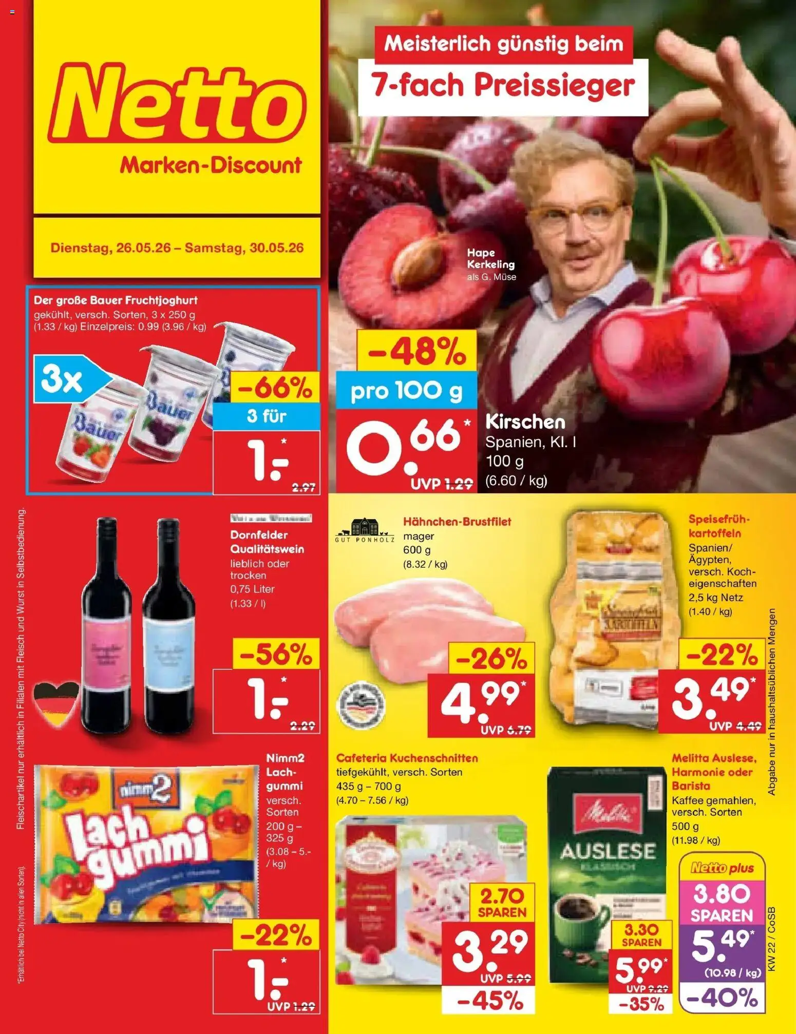 Netto Marken-Discount Prospekt Bitterfeld-Wolfen – gültig ab 26.05.2026 | Seite: 1 | Produkte: Melitta, Kaffee, Fruchtjoghurt, Fleisch