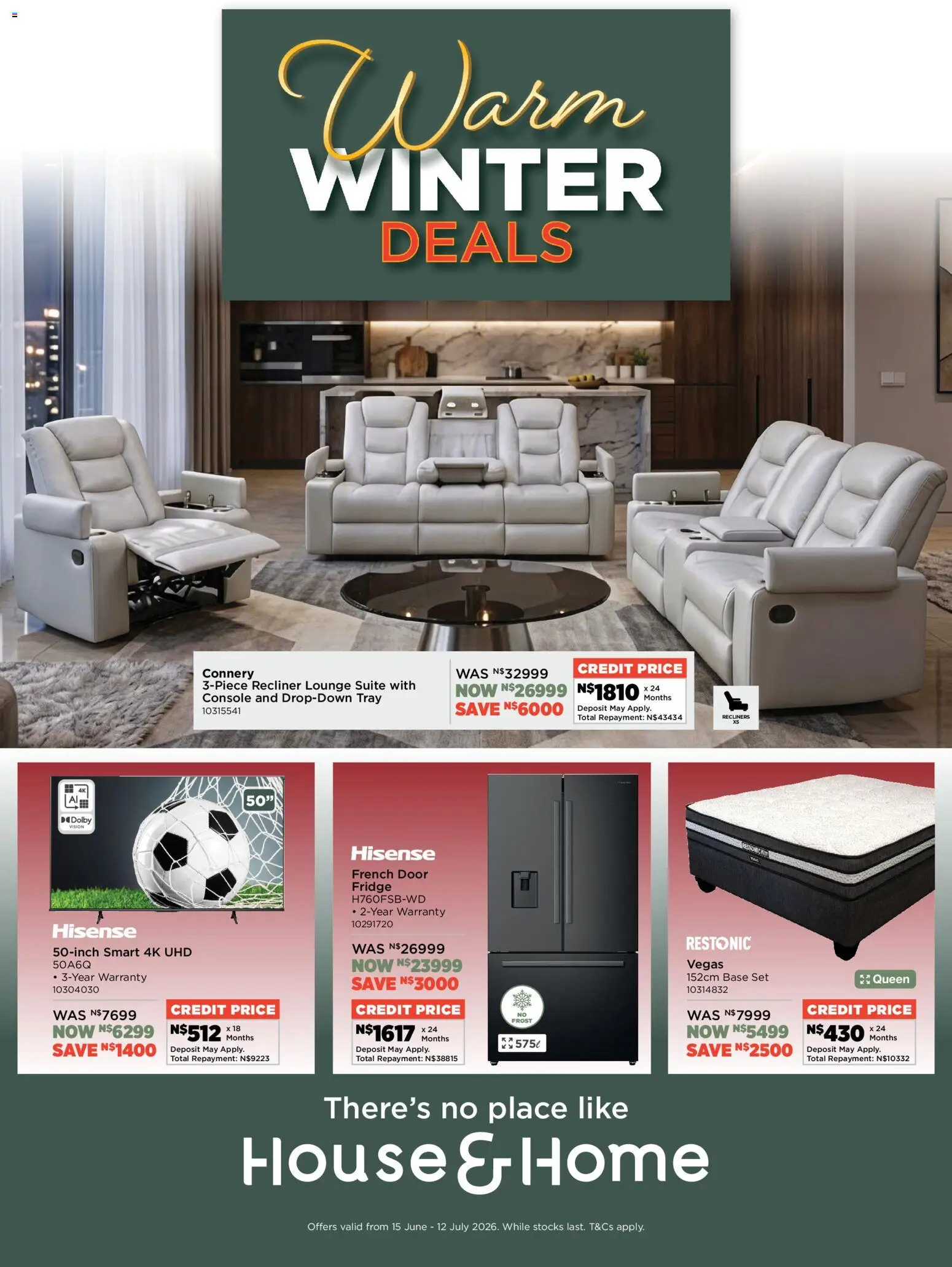 New House and Home catalogue – valid from 15.06.2026 | Page: 1 | Products: Tray, Fridge, Lounge suite