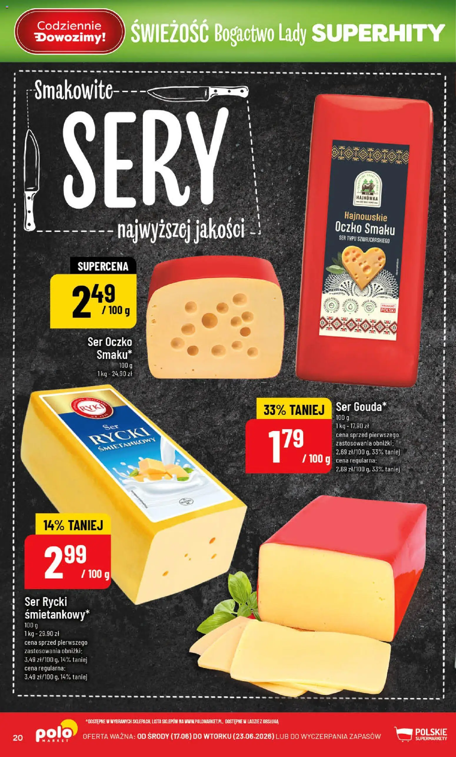 POLOmarket gazetka od 17.06.2026 | Strona: 20 | Produkty: Sery, Ser