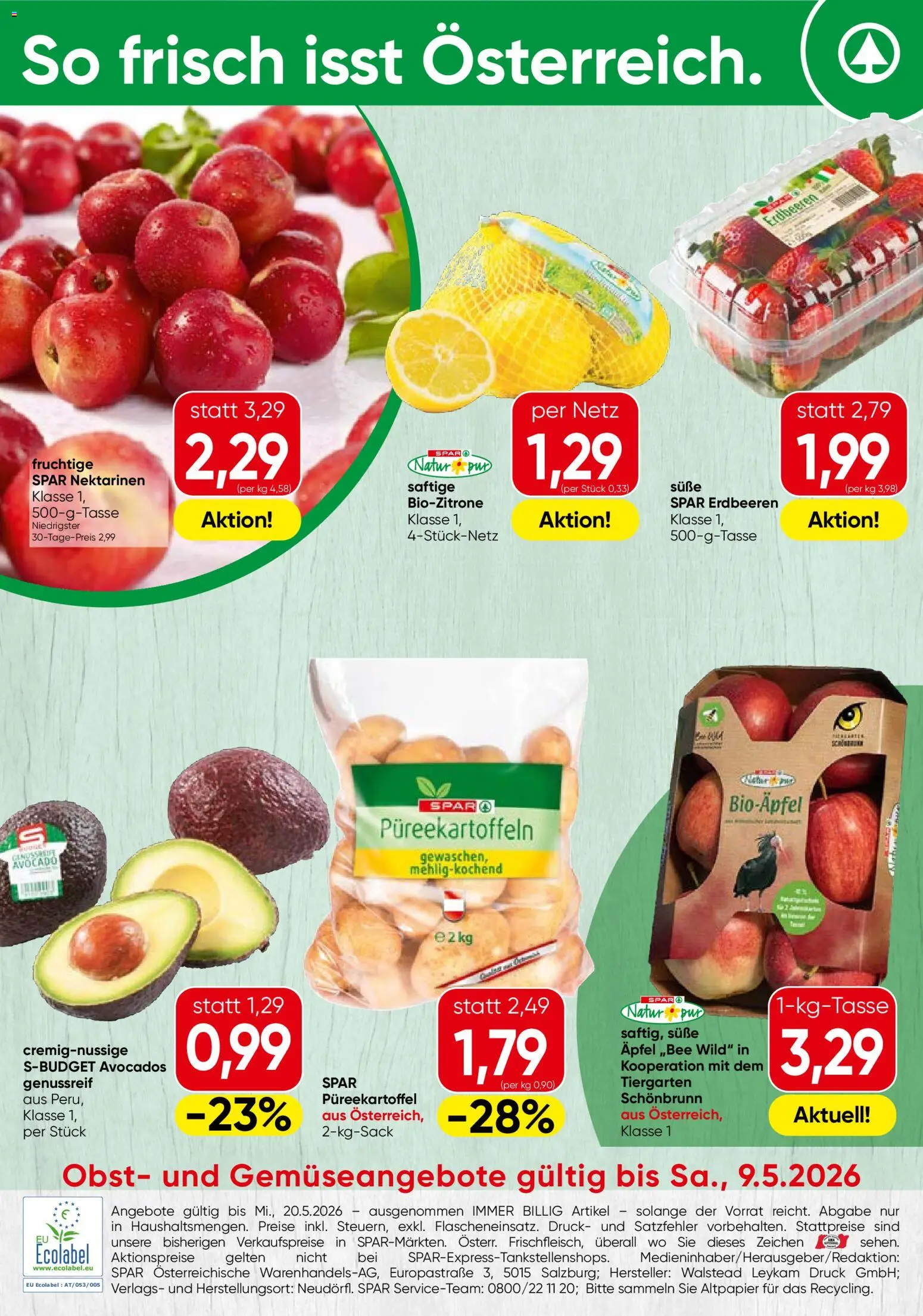 Spar Flugblatt - Salzburg gültig ab 07.05.2026 | Seite: 20 | Produkte: Erdbeeren, Avocado, Obst, Äpfel